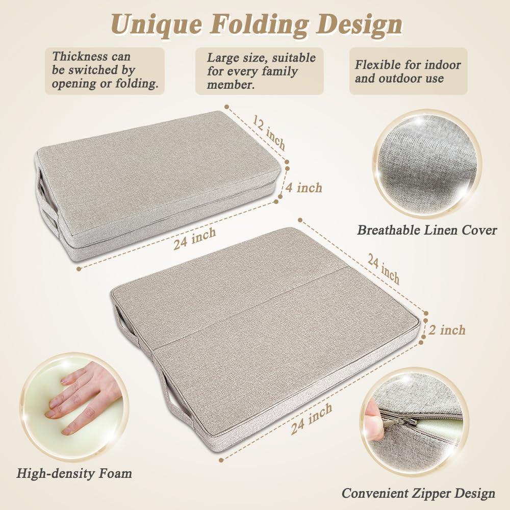 Cojín de Suelo Plegable ECISZ para Meditación 61x61 cm Caqui