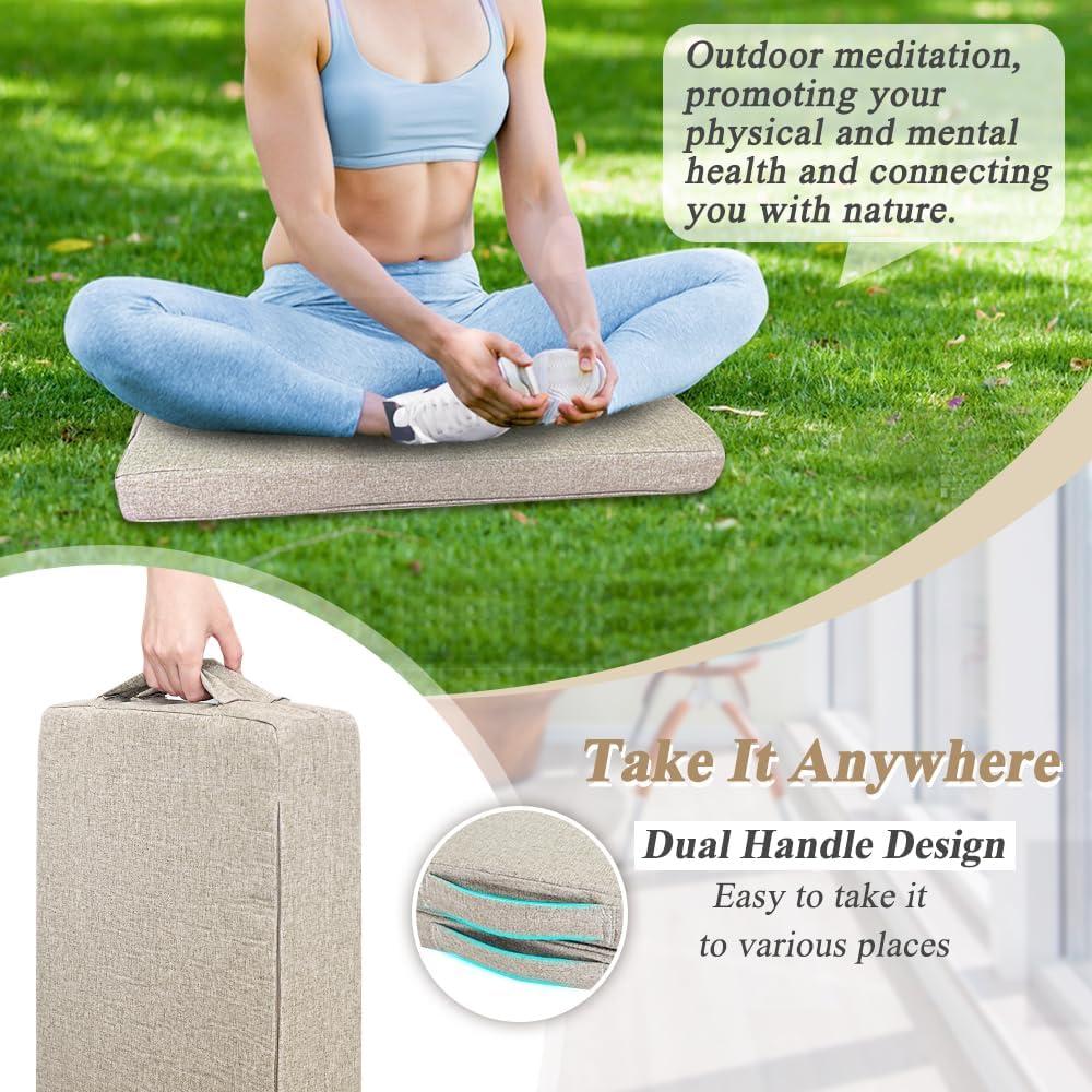 Cojín de Suelo Plegable ECISZ para Meditación 61x61 cm Caqui