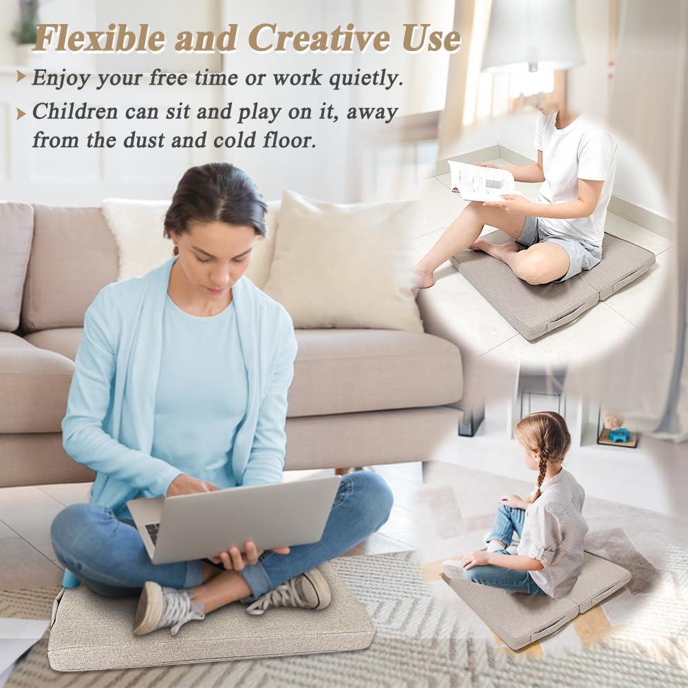 Cojín de Suelo Plegable ECISZ para Meditación 61x61 cm Caqui