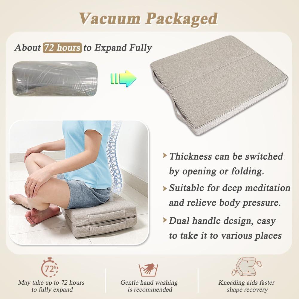 Cojín de Suelo Plegable ECISZ para Meditación 61x61 cm Caqui