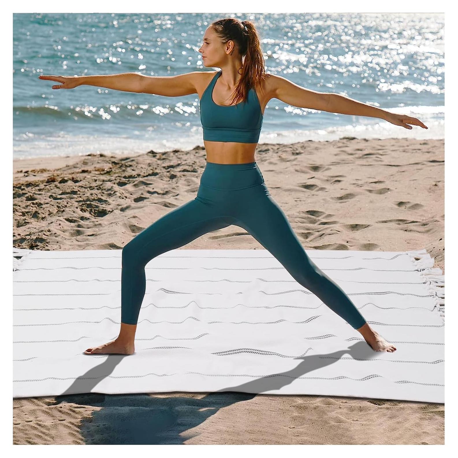 Manta de Yoga Extra Grande Genovega Rayas Gris 127x178 cm