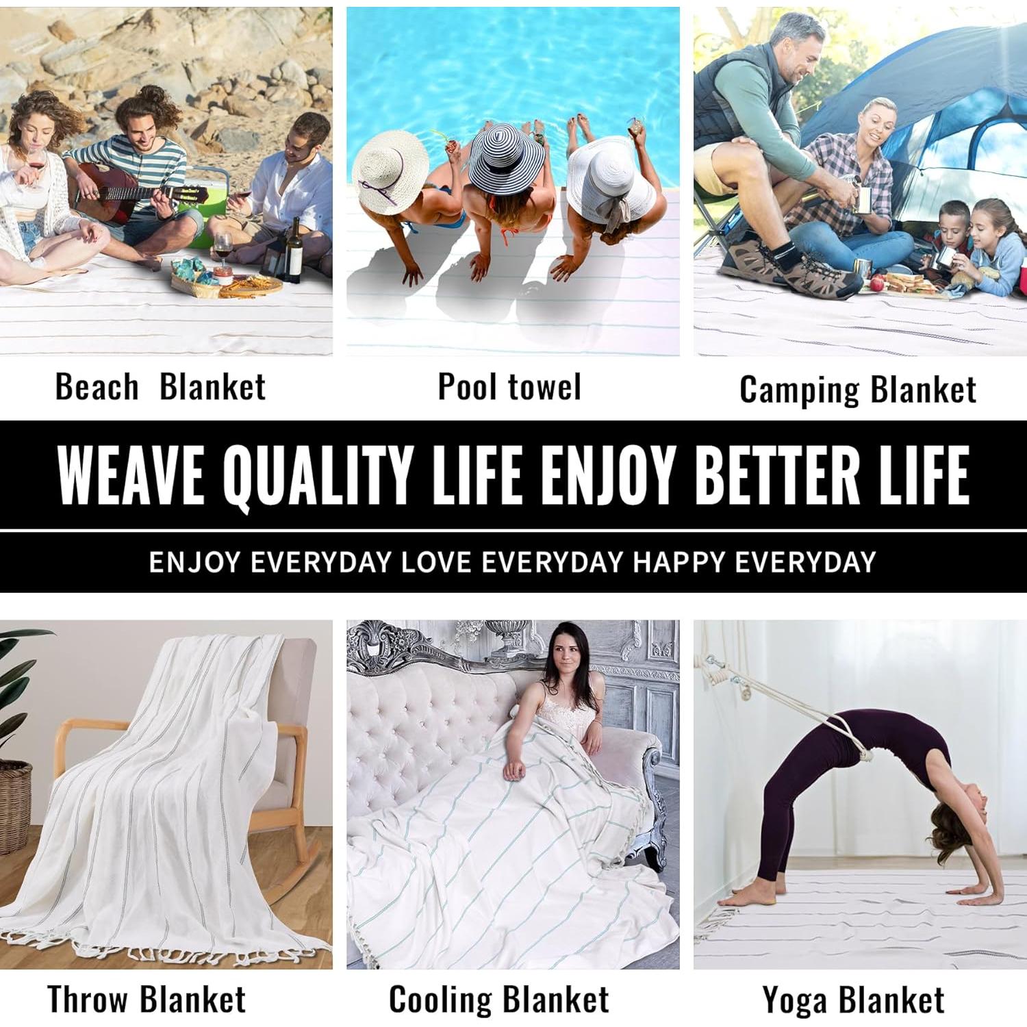 Manta de Yoga Extra Grande Genovega Rayas Gris 127x178 cm