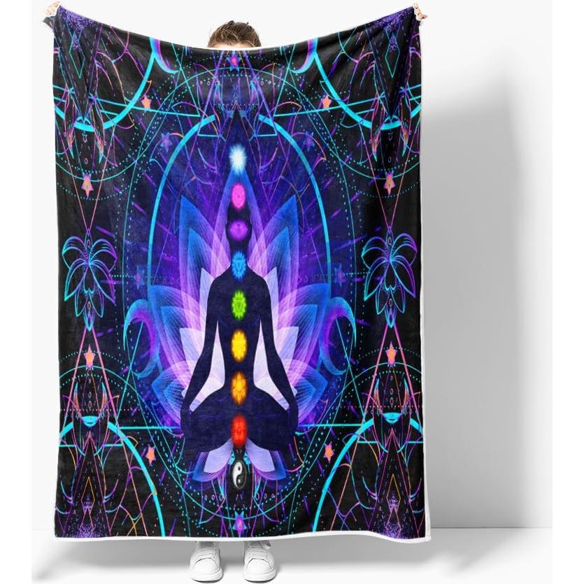 Manta de Yoga JAWO 60x80 cm Siete Chakras Franela Suave