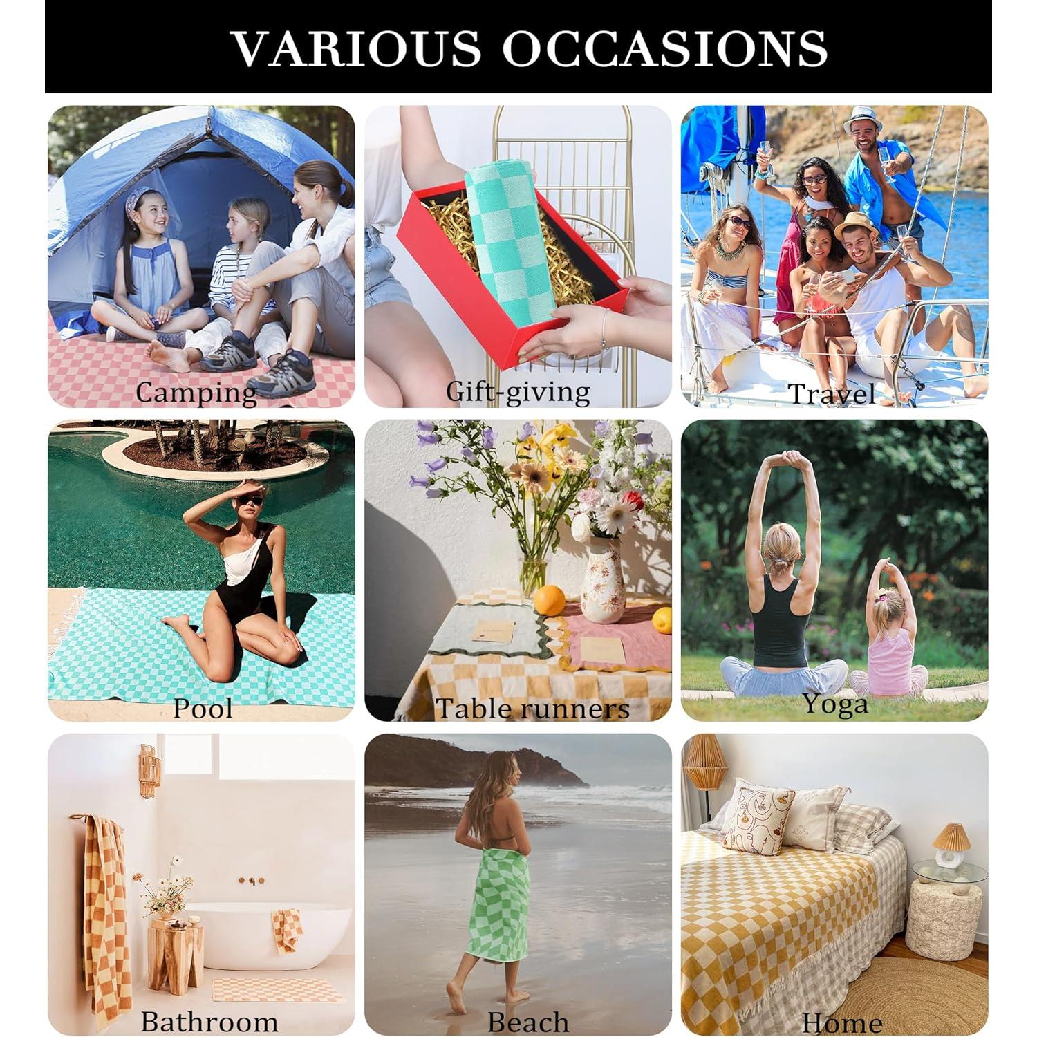 Toallas de Playa Antfuny 2 Piezas Cuadros 180x89 cm