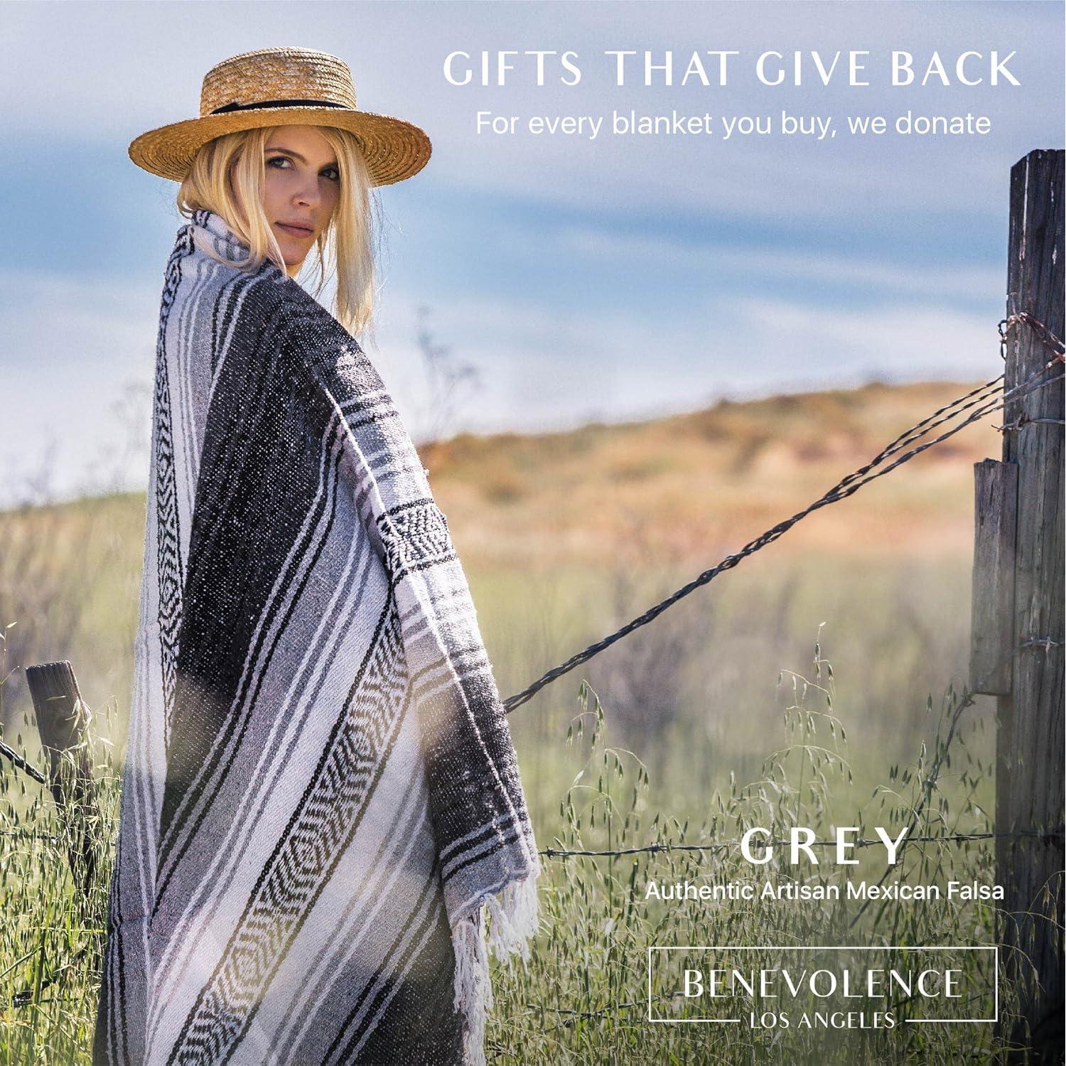 Manta Mexicana Tejida a Mano Benevolencia LA 127x178 cm Gris
