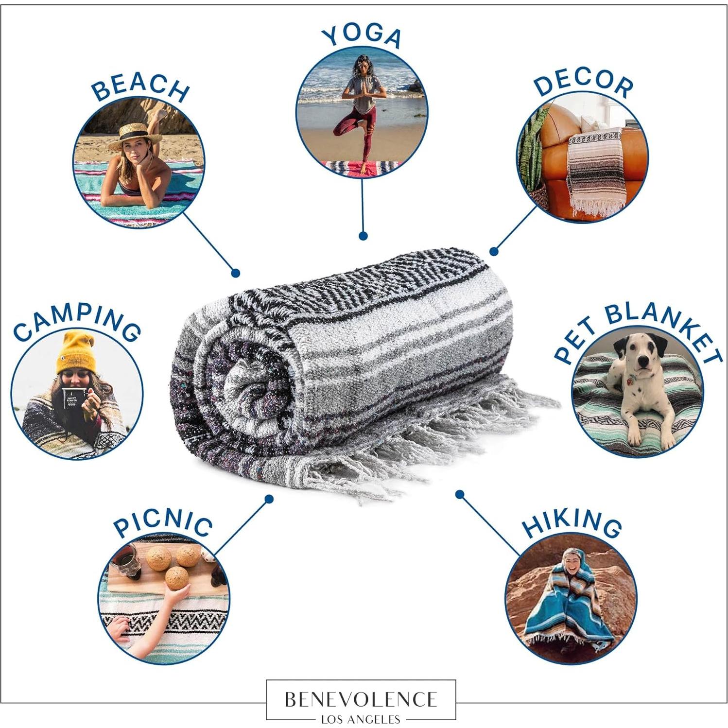 Manta Mexicana Tejida a Mano Benevolencia LA 127x178 cm Gris