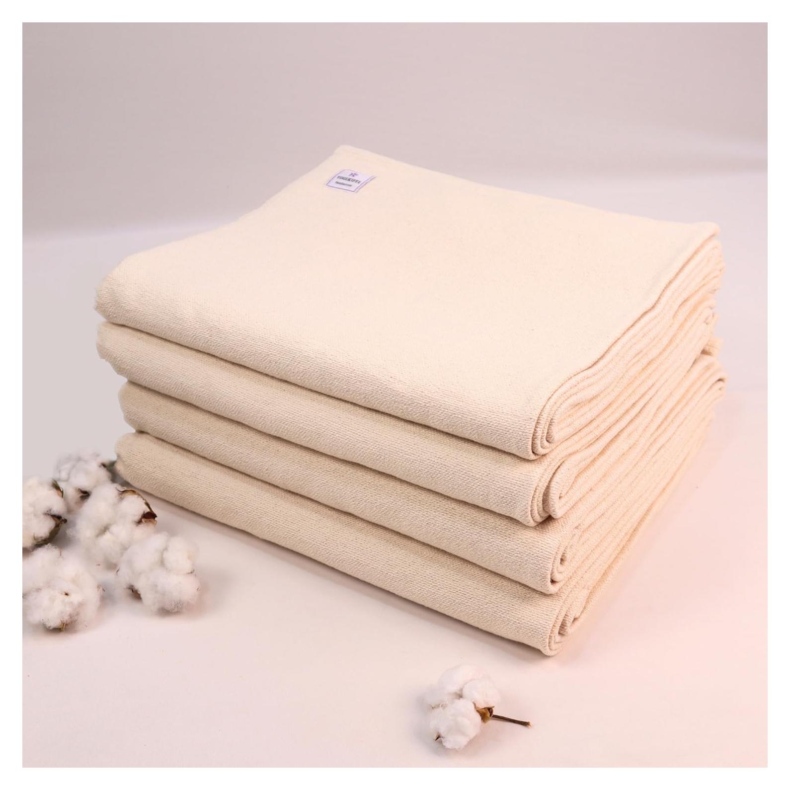 Juego de 4 mantas de yoga Iyengar Yogikuti de algodón blanco