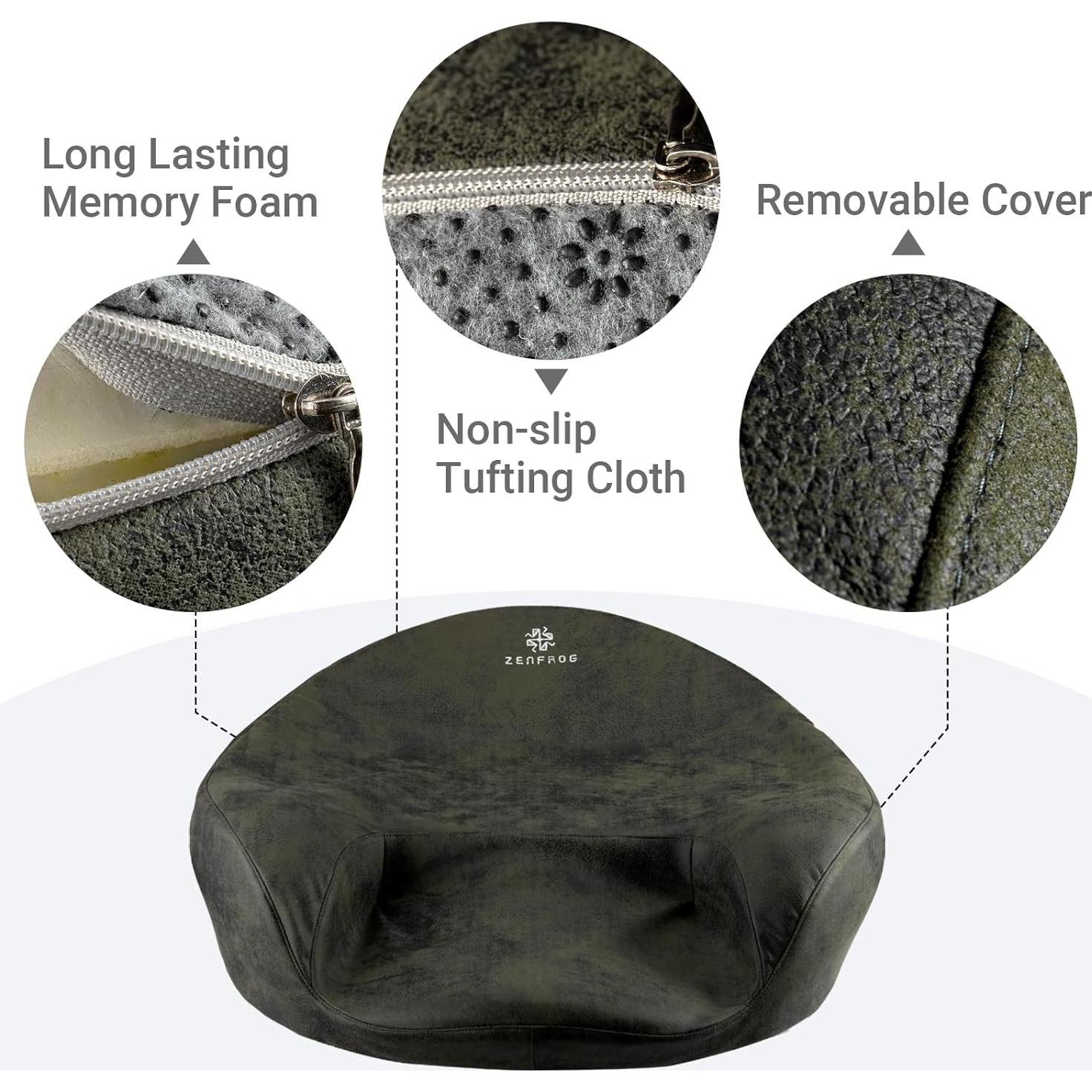 Cojín de Meditación Ergonómico ZENFROG - Espuma de Memoria, Verde