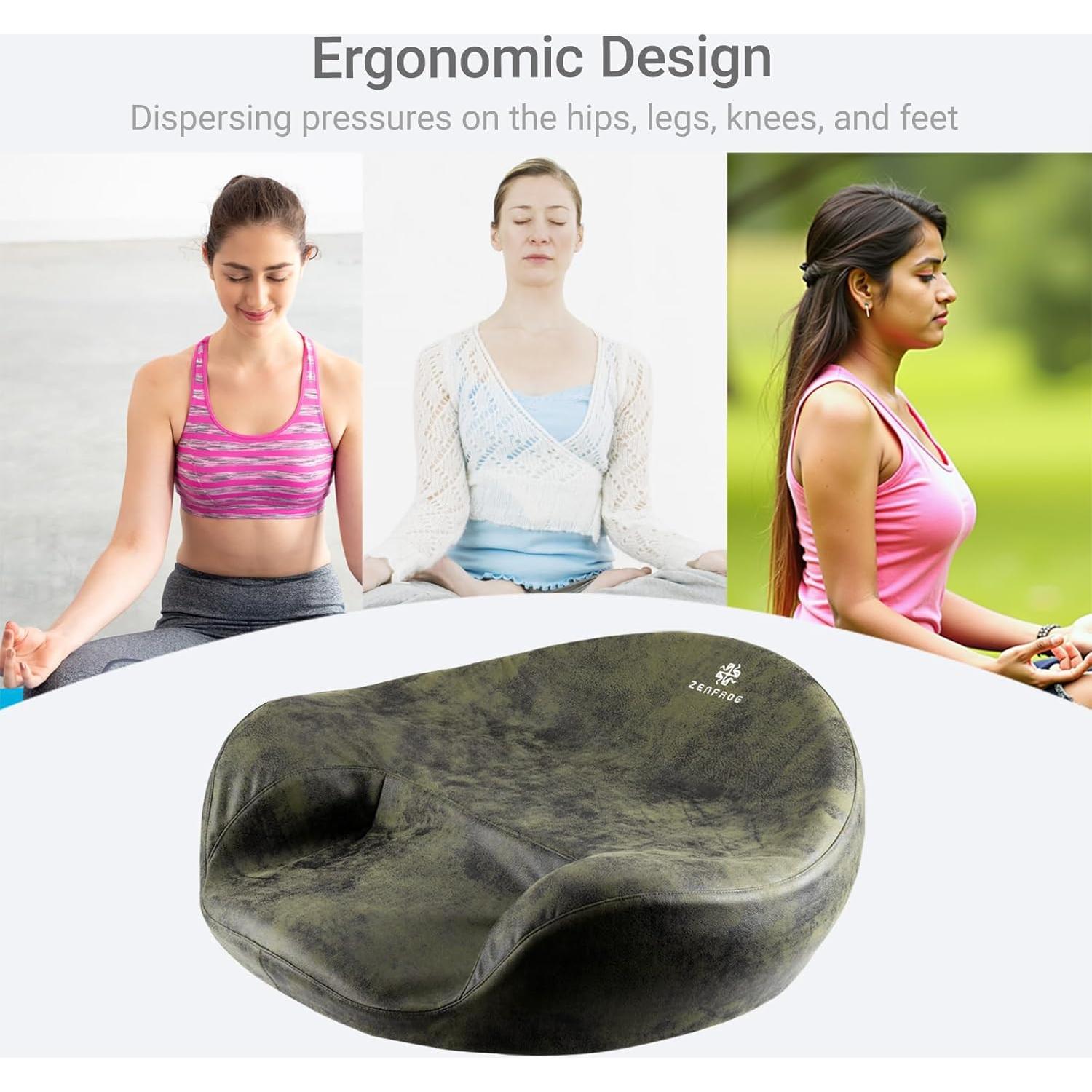 Cojín de Meditación Ergonómico ZENFROG - Espuma de Memoria, Verde