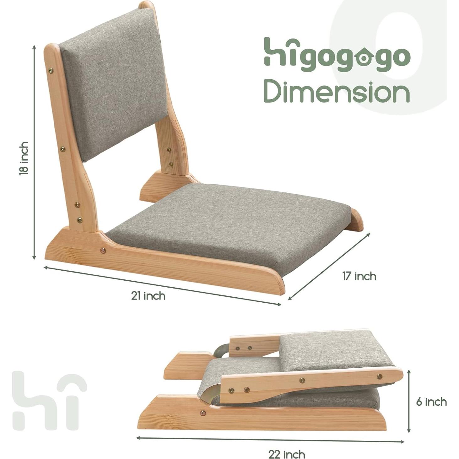 Silla de Suelo Plegable HIGOGOGO con Soporte Espalda Gris