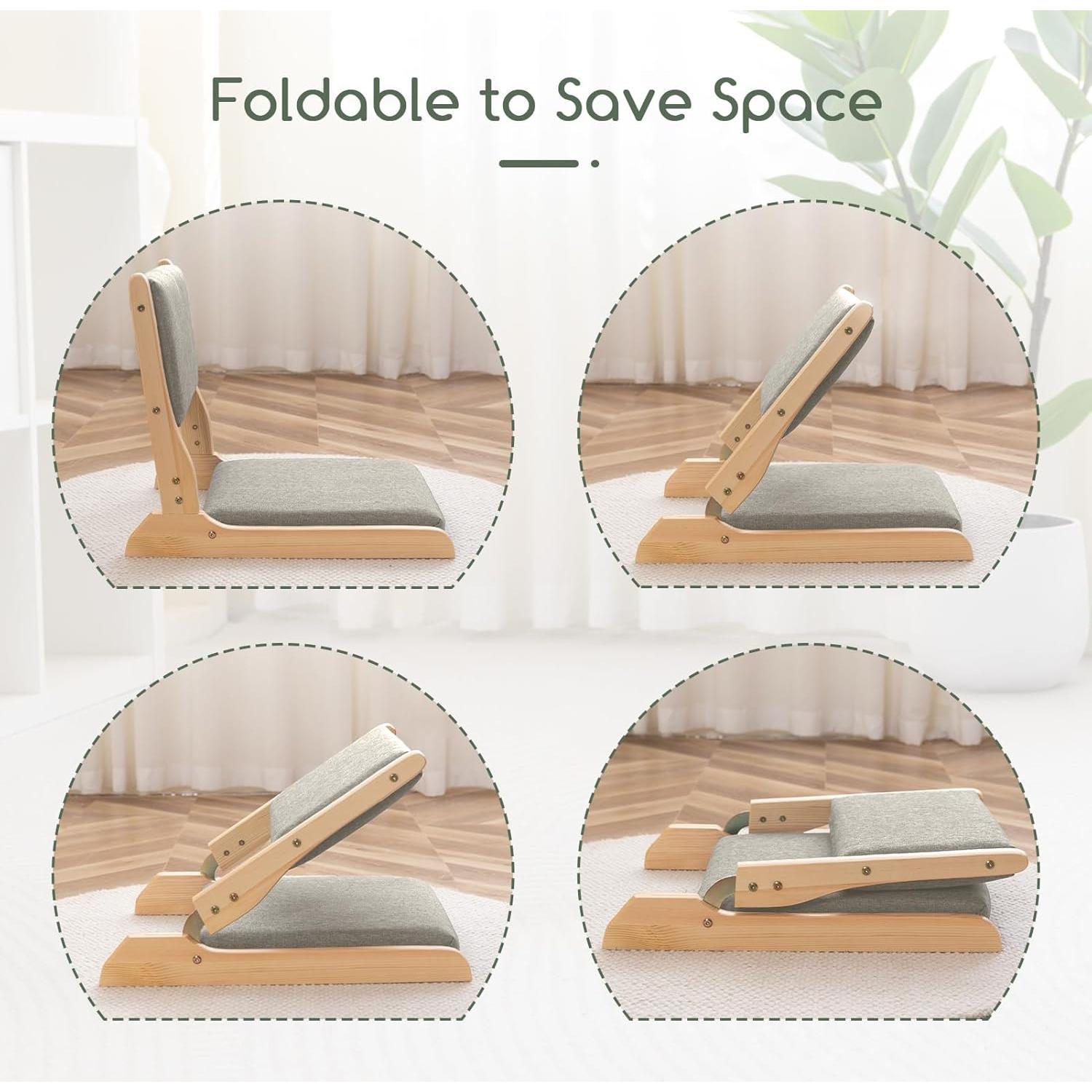 Silla de Suelo Plegable HIGOGOGO con Soporte Espalda Gris