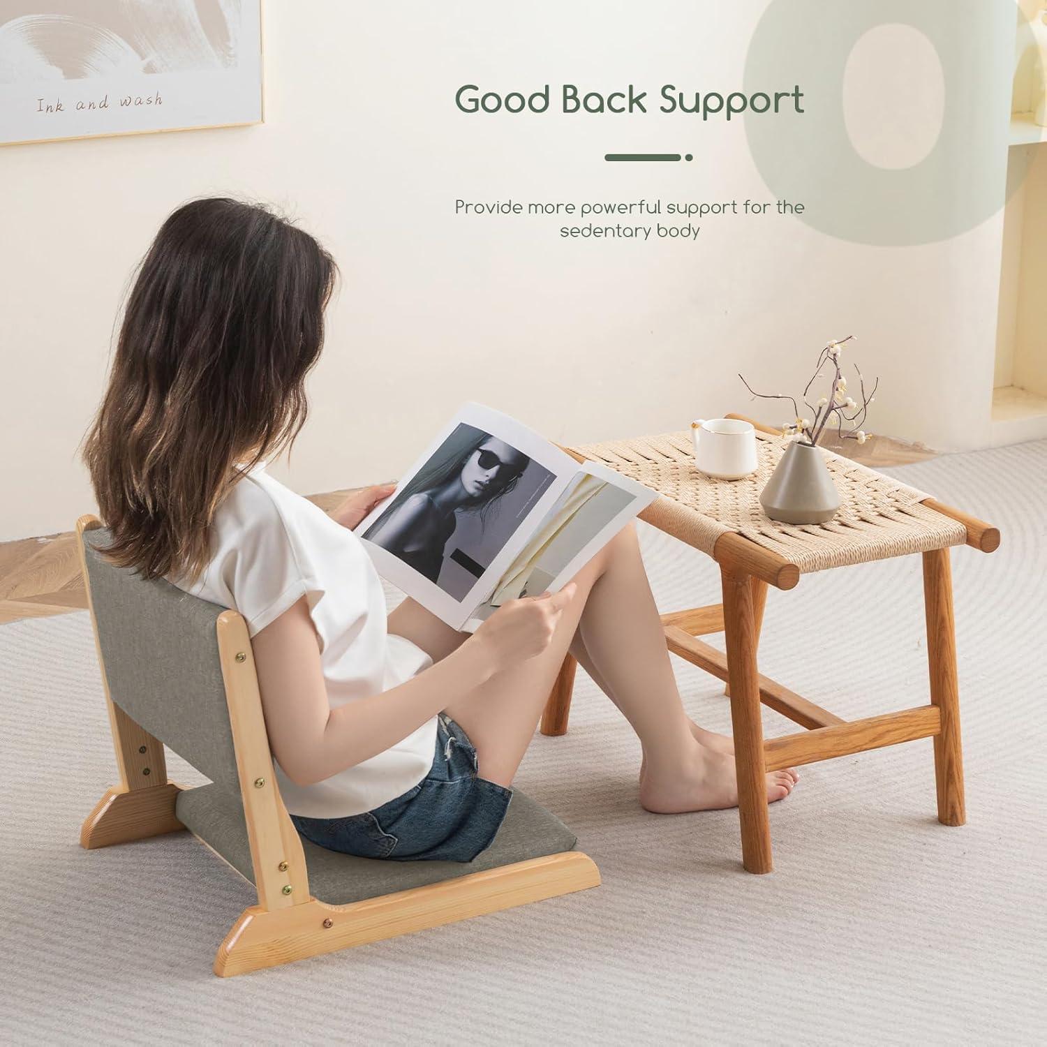 Silla de Suelo Plegable HIGOGOGO con Soporte Espalda Gris