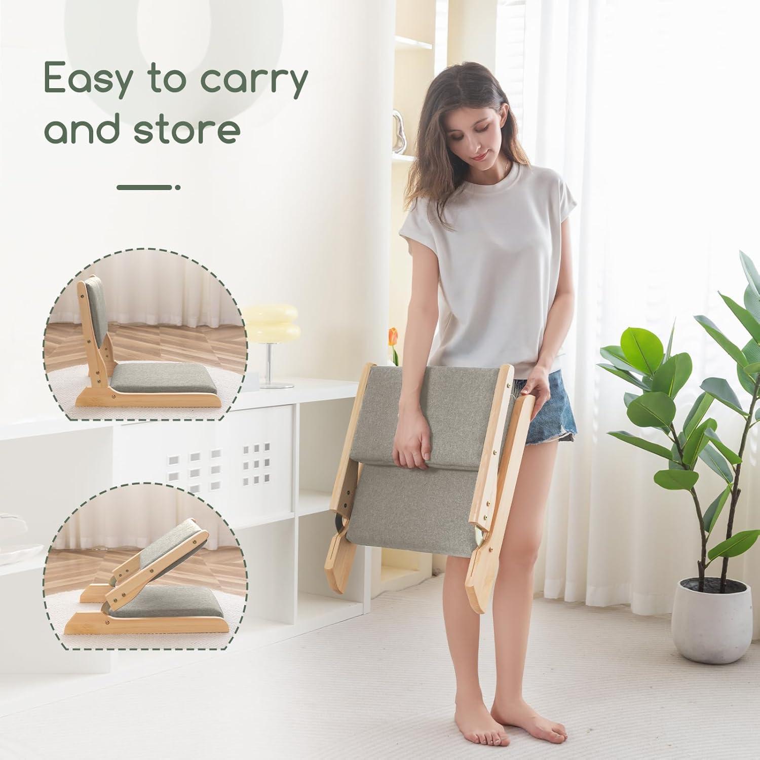 Silla de Suelo Plegable HIGOGOGO con Soporte Espalda Gris