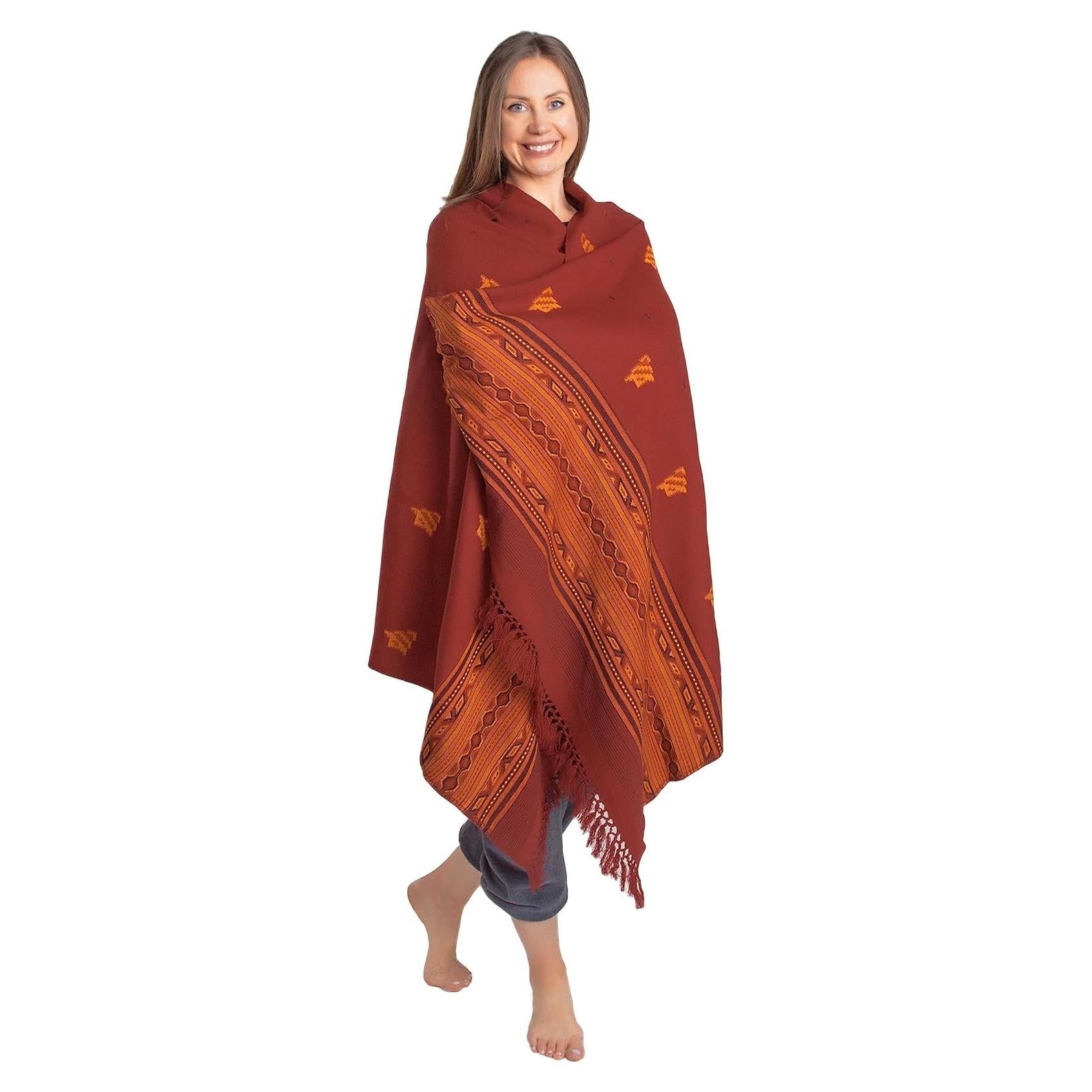 Chal de Meditación Om Shanti Crafts 2.13m x 1.07m Rojo