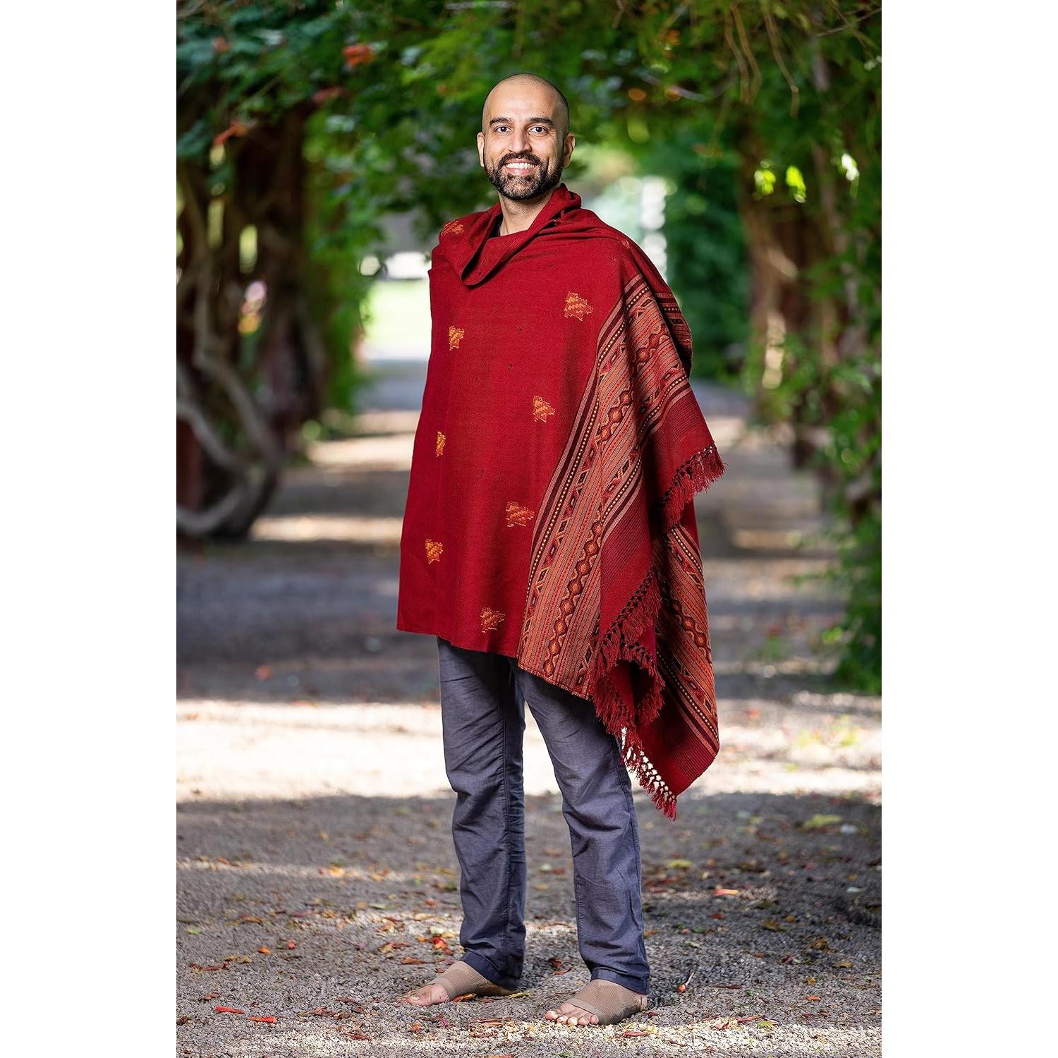 Chal de Meditación Om Shanti Crafts 2.13m x 1.07m Rojo