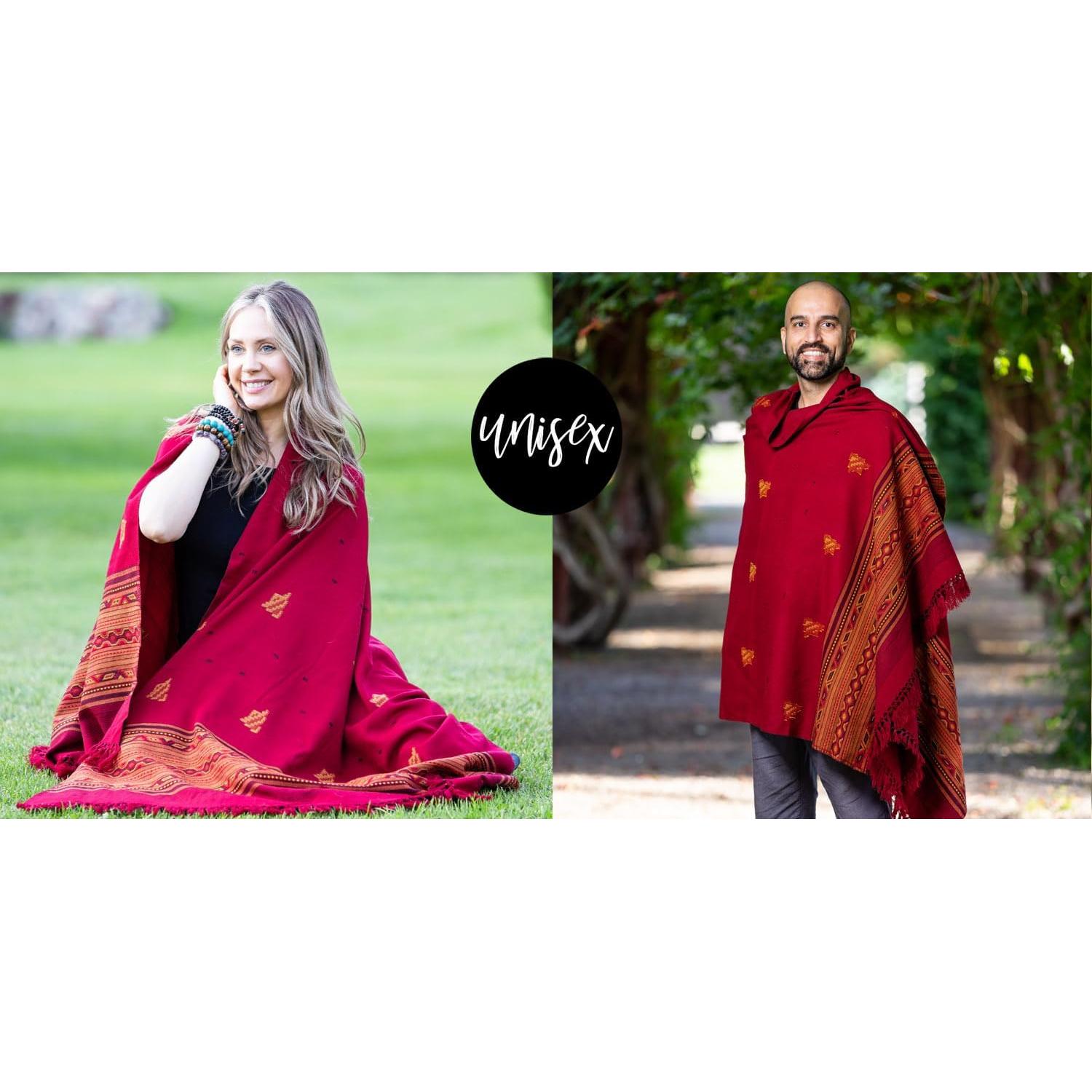 Chal de Meditación Om Shanti Crafts 2.13m x 1.07m Rojo