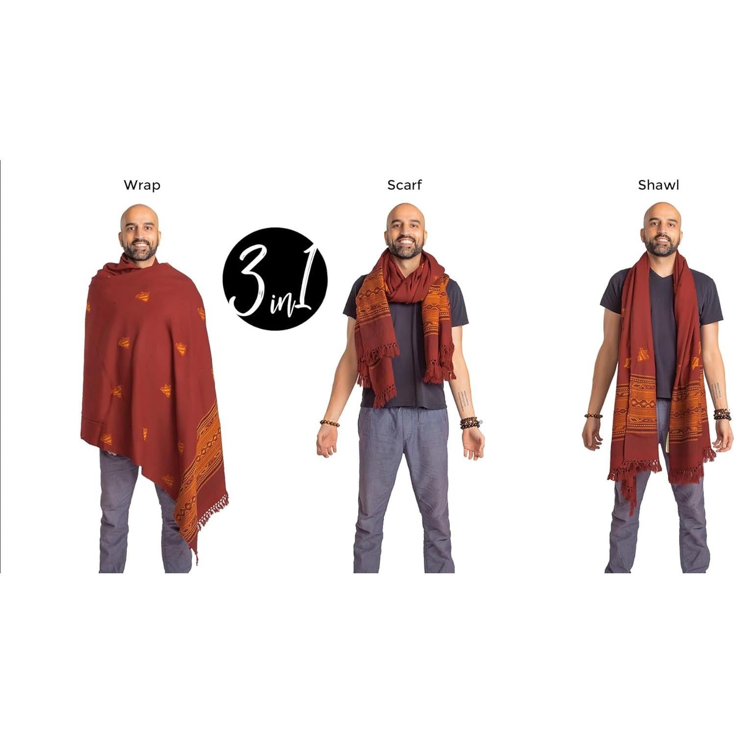 Chal de Meditación Om Shanti Crafts 2.13m x 1.07m Rojo