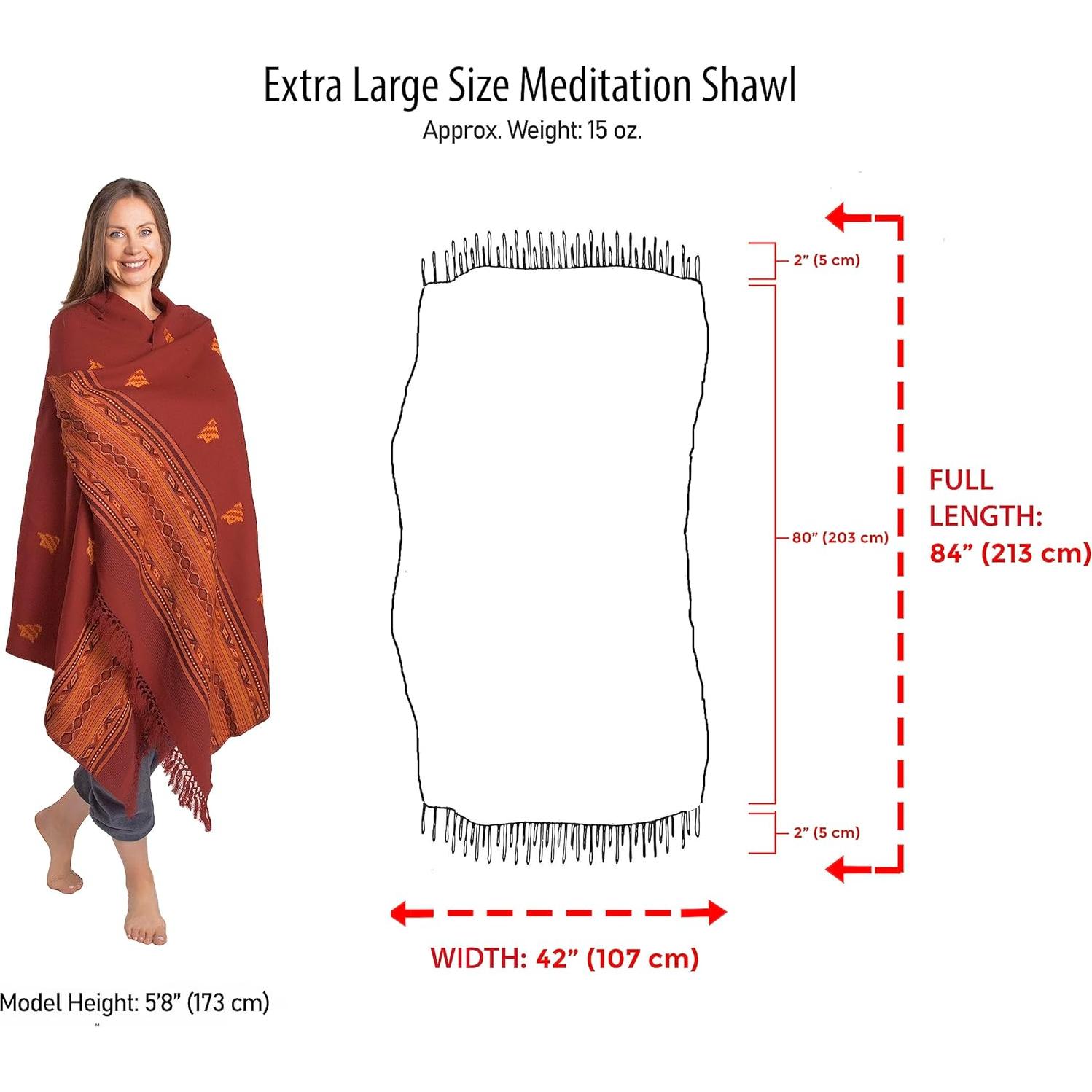 Chal de Meditación Om Shanti Crafts 2.13m x 1.07m Rojo