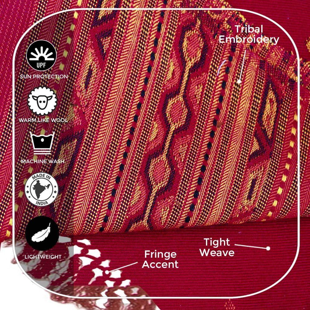 Chal de Meditación Om Shanti Crafts 2.13m x 1.07m Rojo