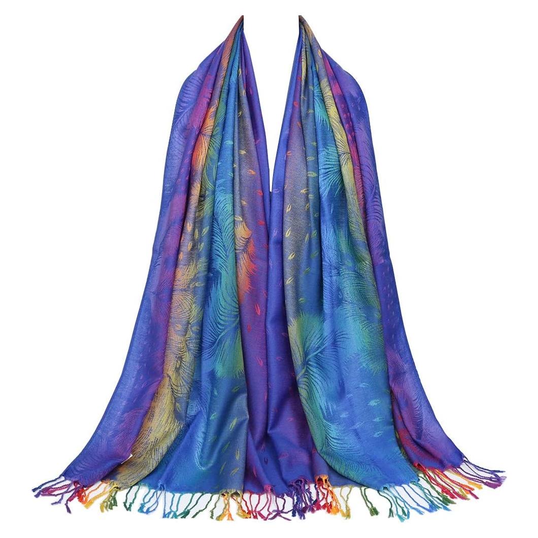 Chal de Pashmina Jacquard con Flores Coloridas para Mujeres 190.5x69.85 cm