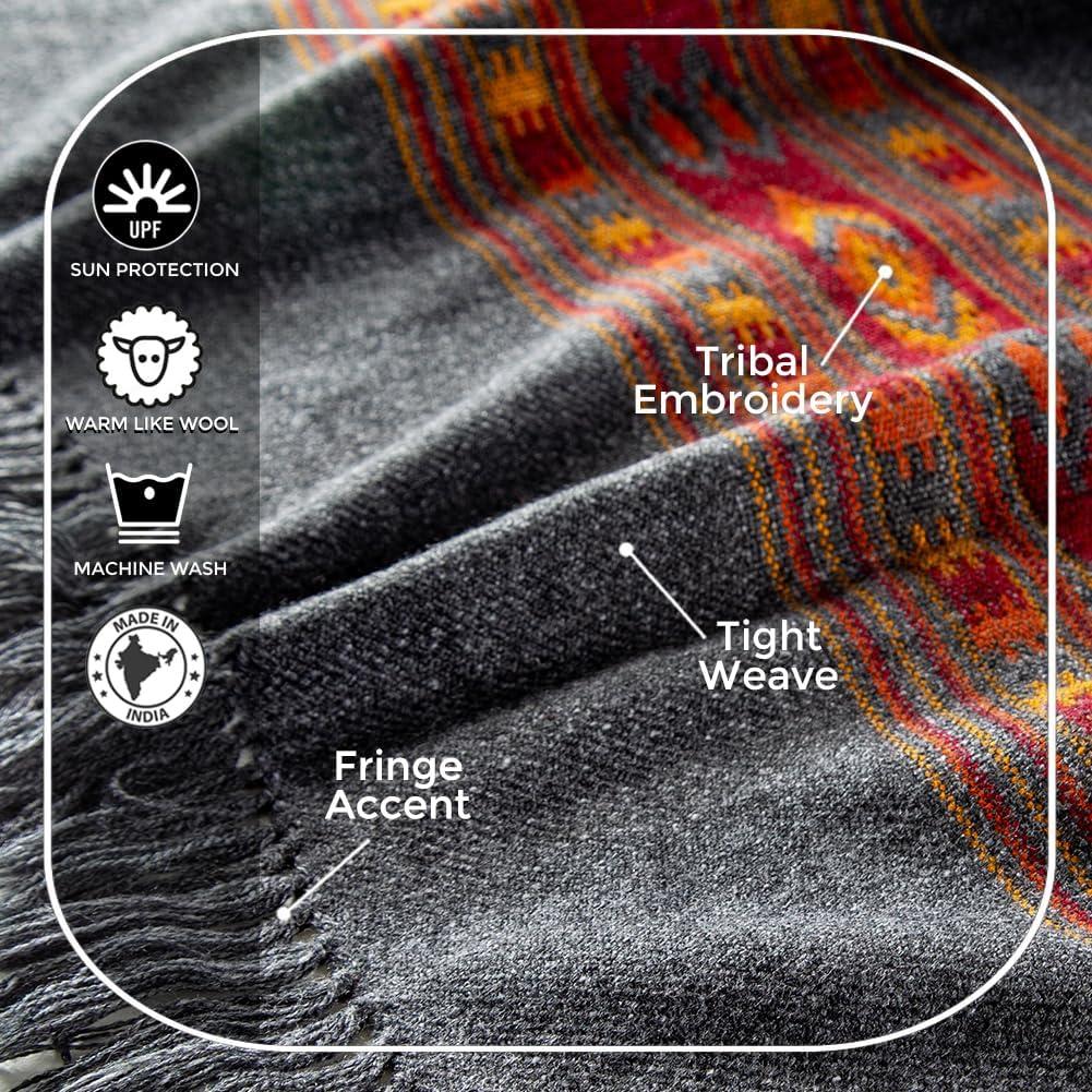 Chal de Meditación Om Shanti Crafts - Lana Vegana 2.13x1.07m