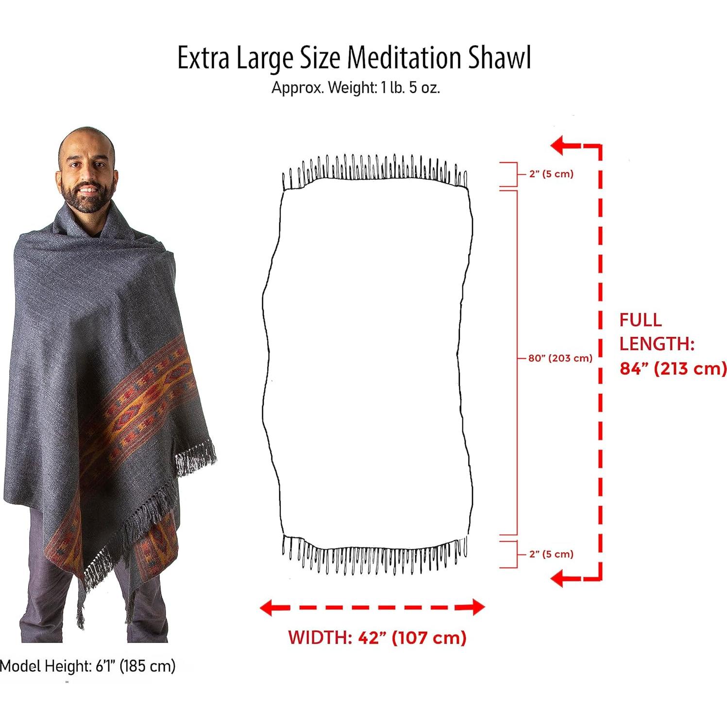 Chal de Meditación Om Shanti Crafts - Lana Vegana 2.13x1.07m