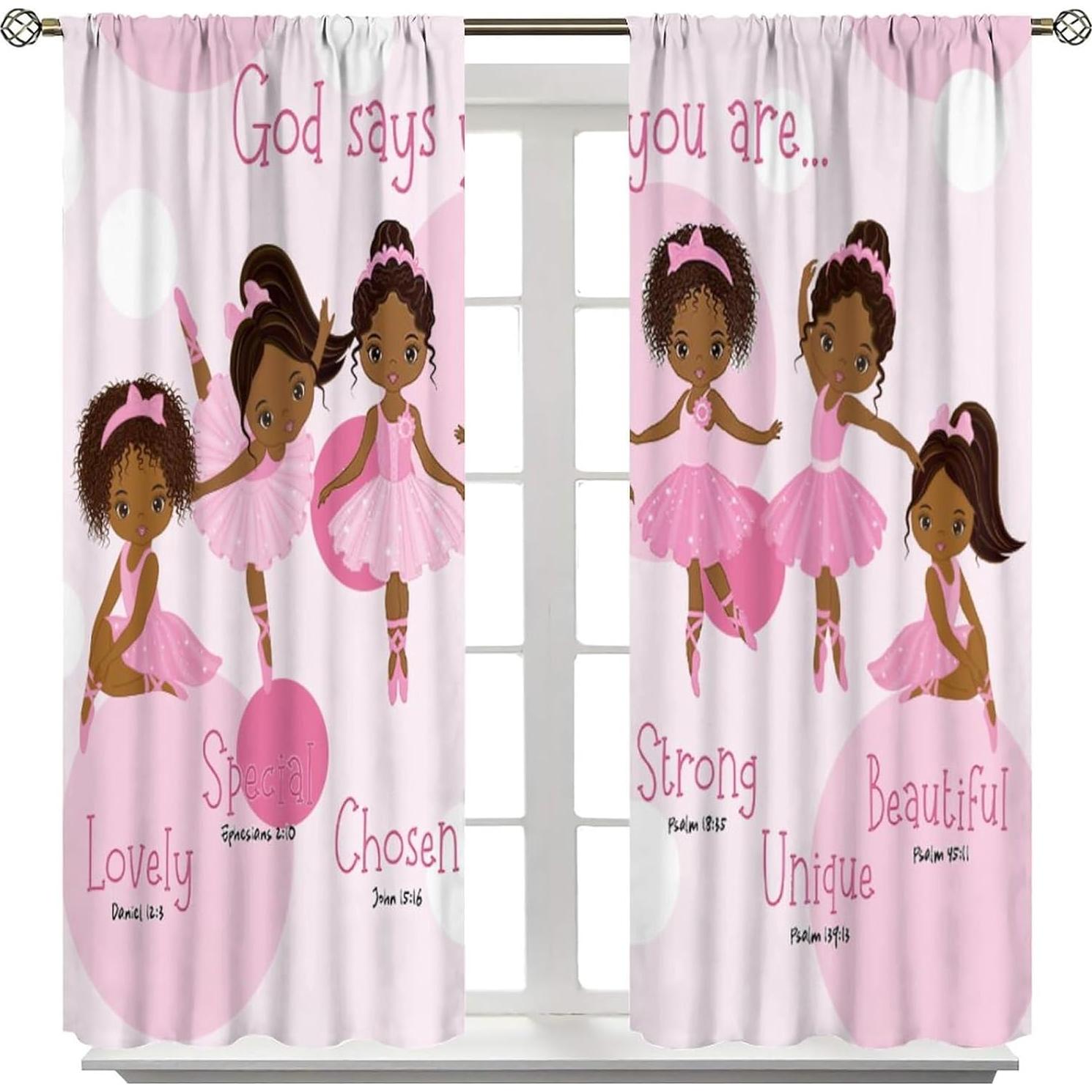 Cortinas para Niñas SXXLDNG 2 Paneles 21x63 cm Rosa