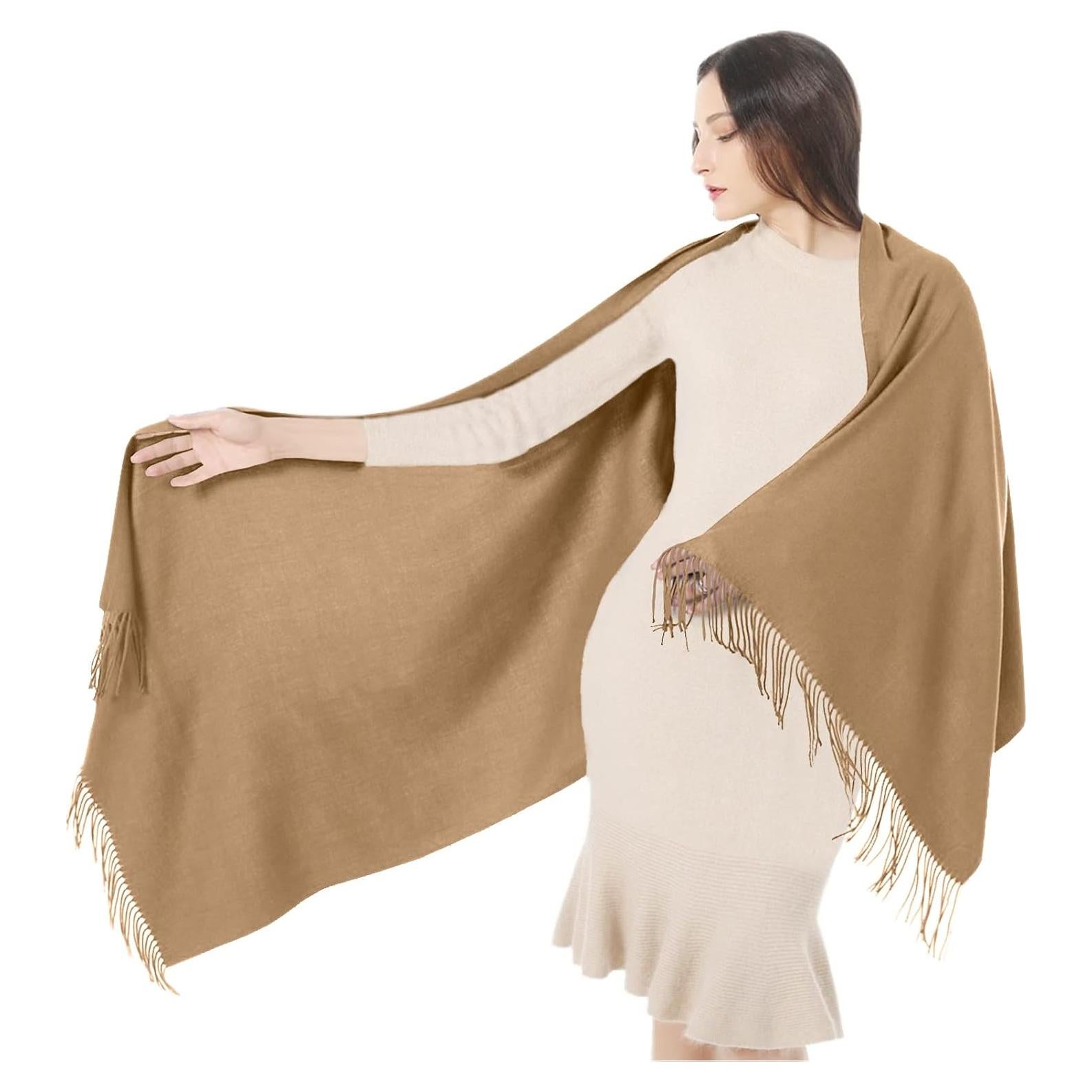 Bufanda Pashmina TwoYek para Mujeres 200x71 cm Color Camel