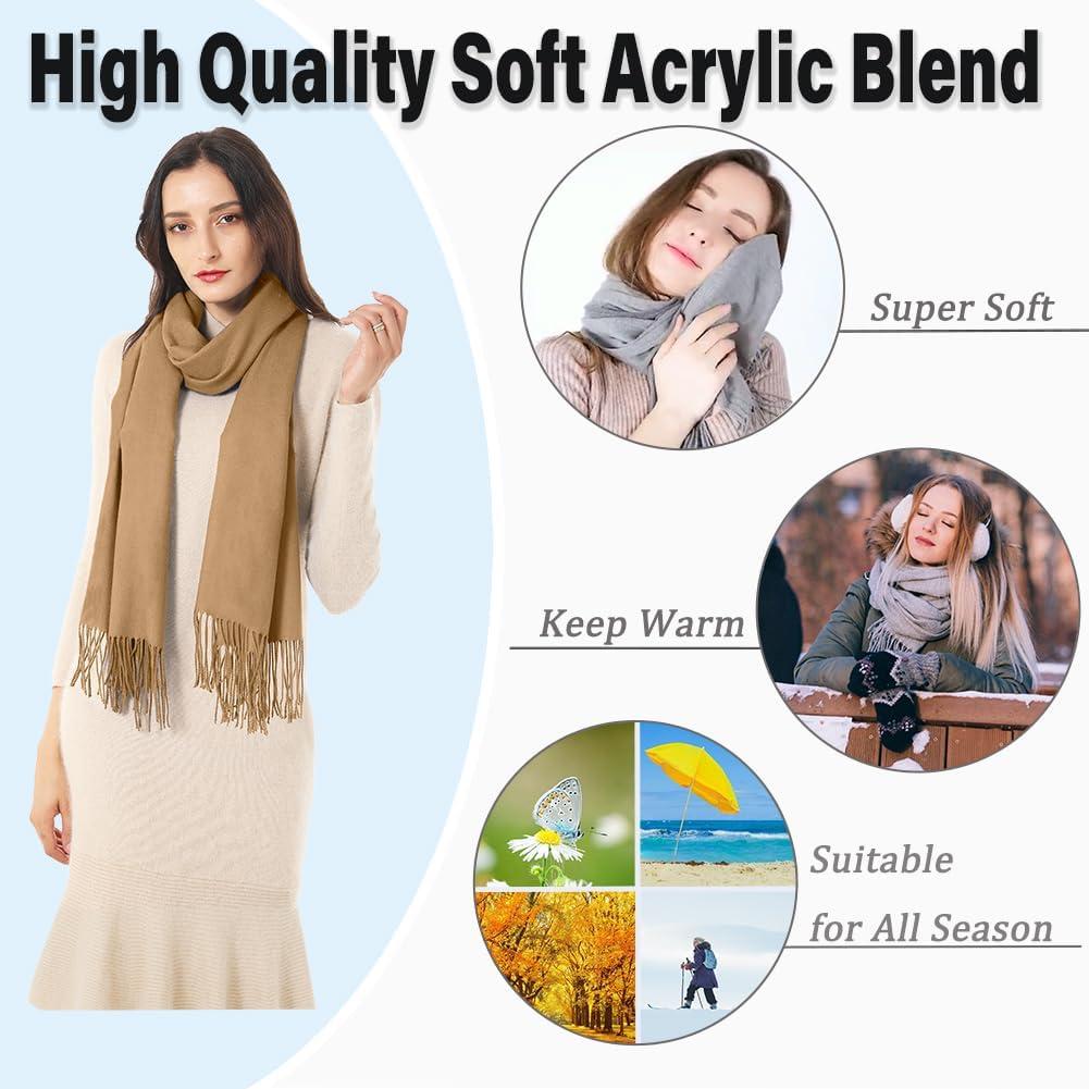 Bufanda Pashmina TwoYek para Mujeres 200x71 cm Color Camel