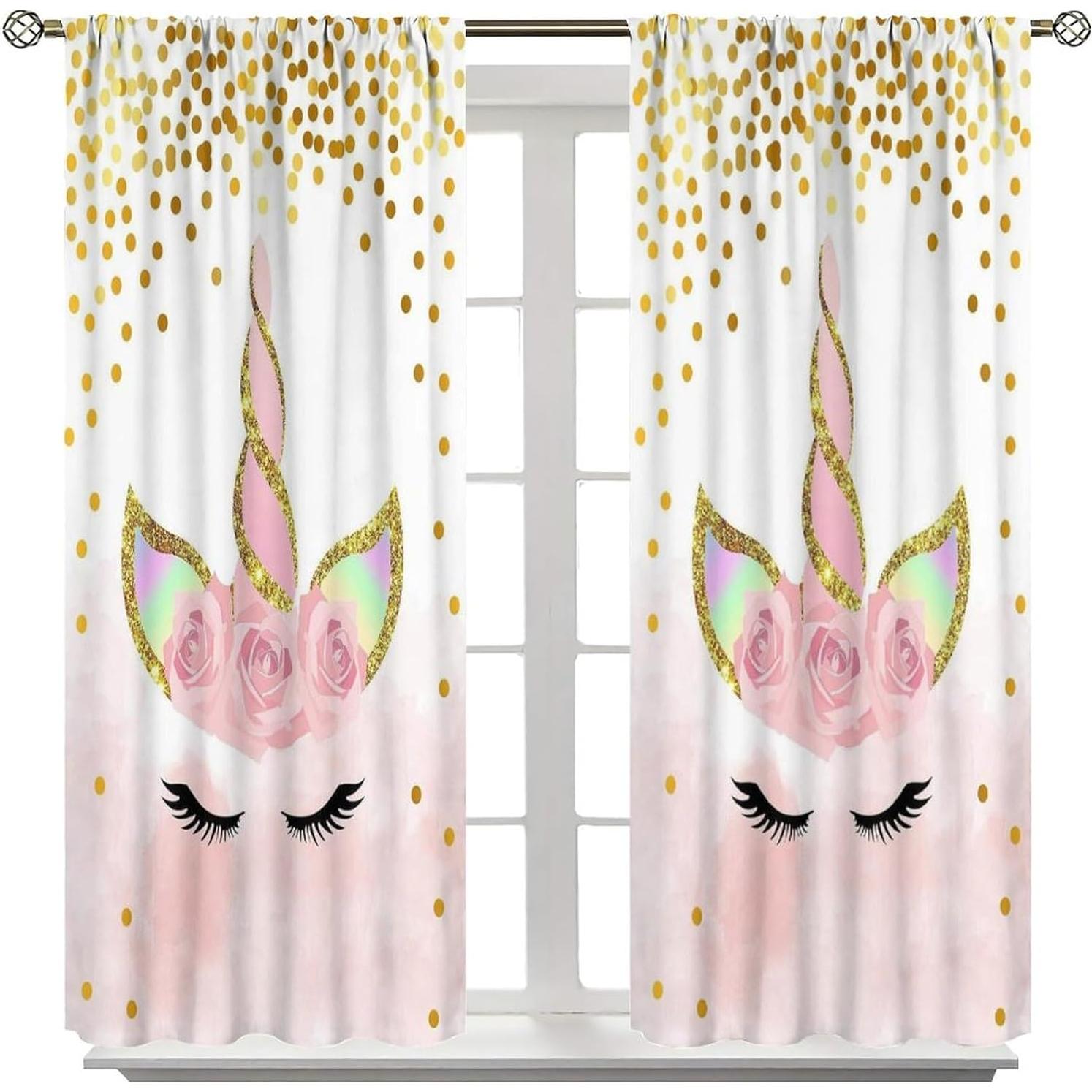 Cortinas de Unicornio SXXLDNG 2 Paneles 21x113 cm Decorativas