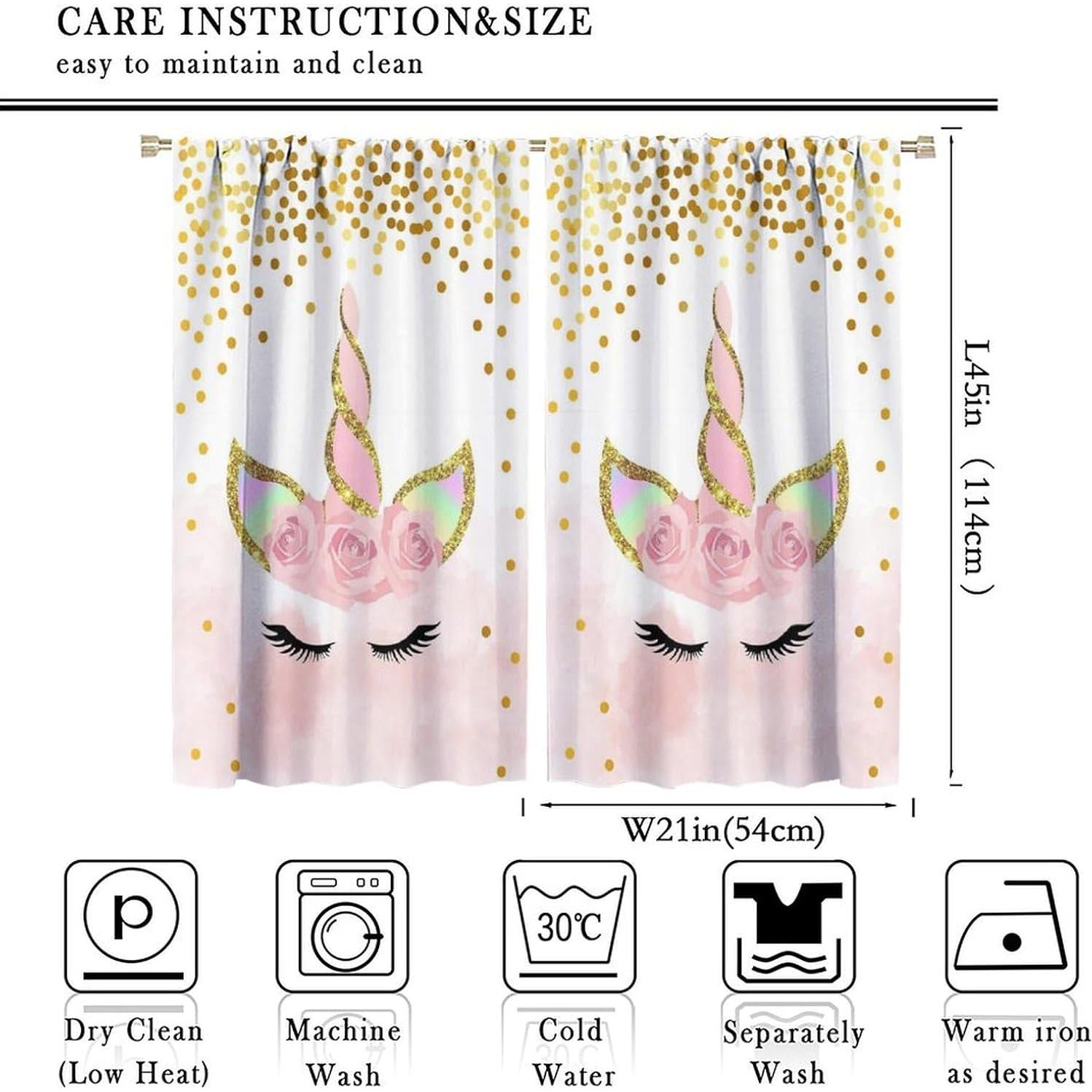 Cortinas de Unicornio SXXLDNG 2 Paneles 21x113 cm Decorativas