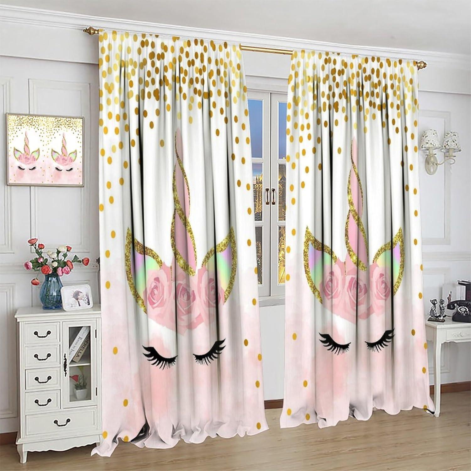 Cortinas de Unicornio SXXLDNG 2 Paneles 21x113 cm Decorativas