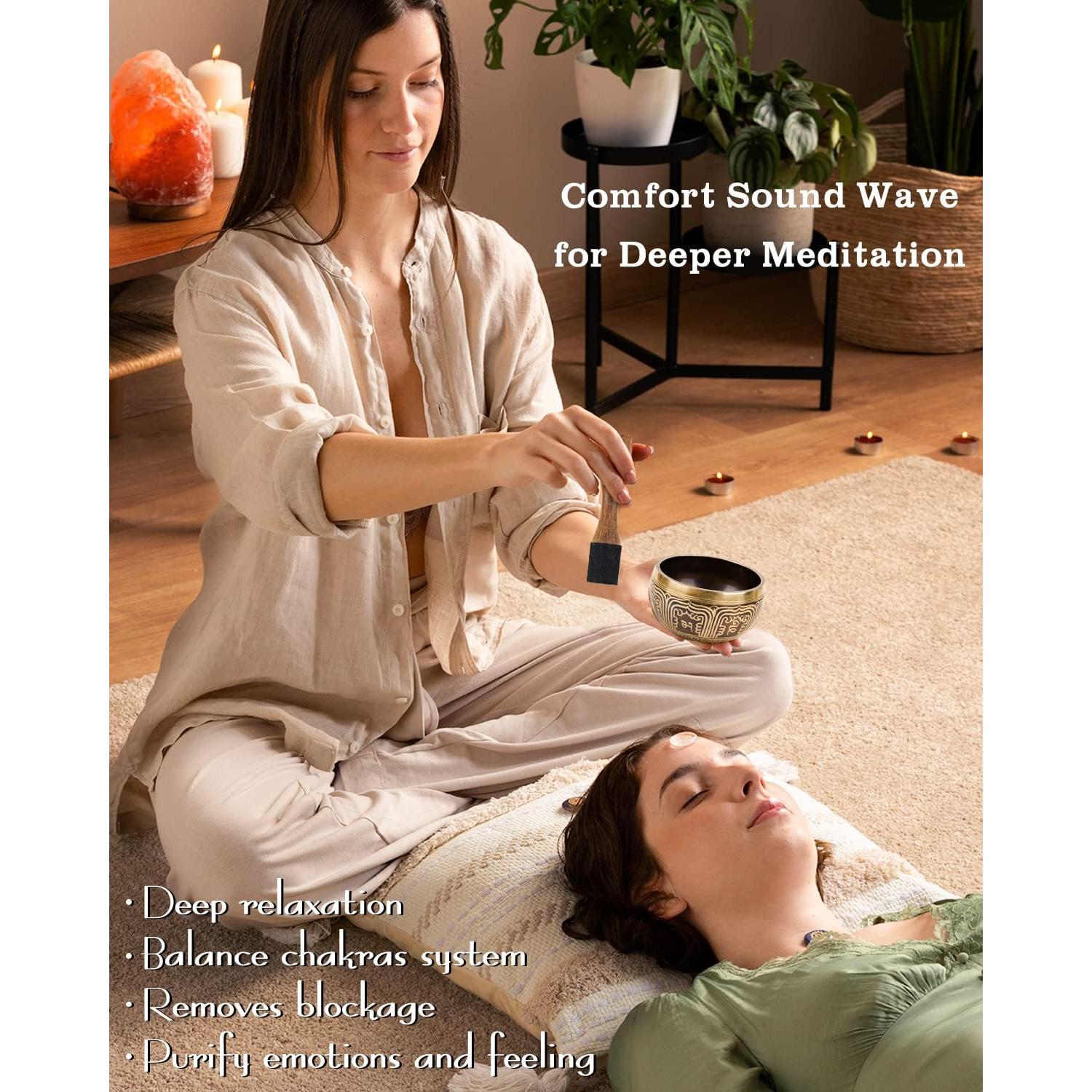 Cuenco Cantor Tibetano Hihealer 11.43 cm Azul - Hecho a Mano