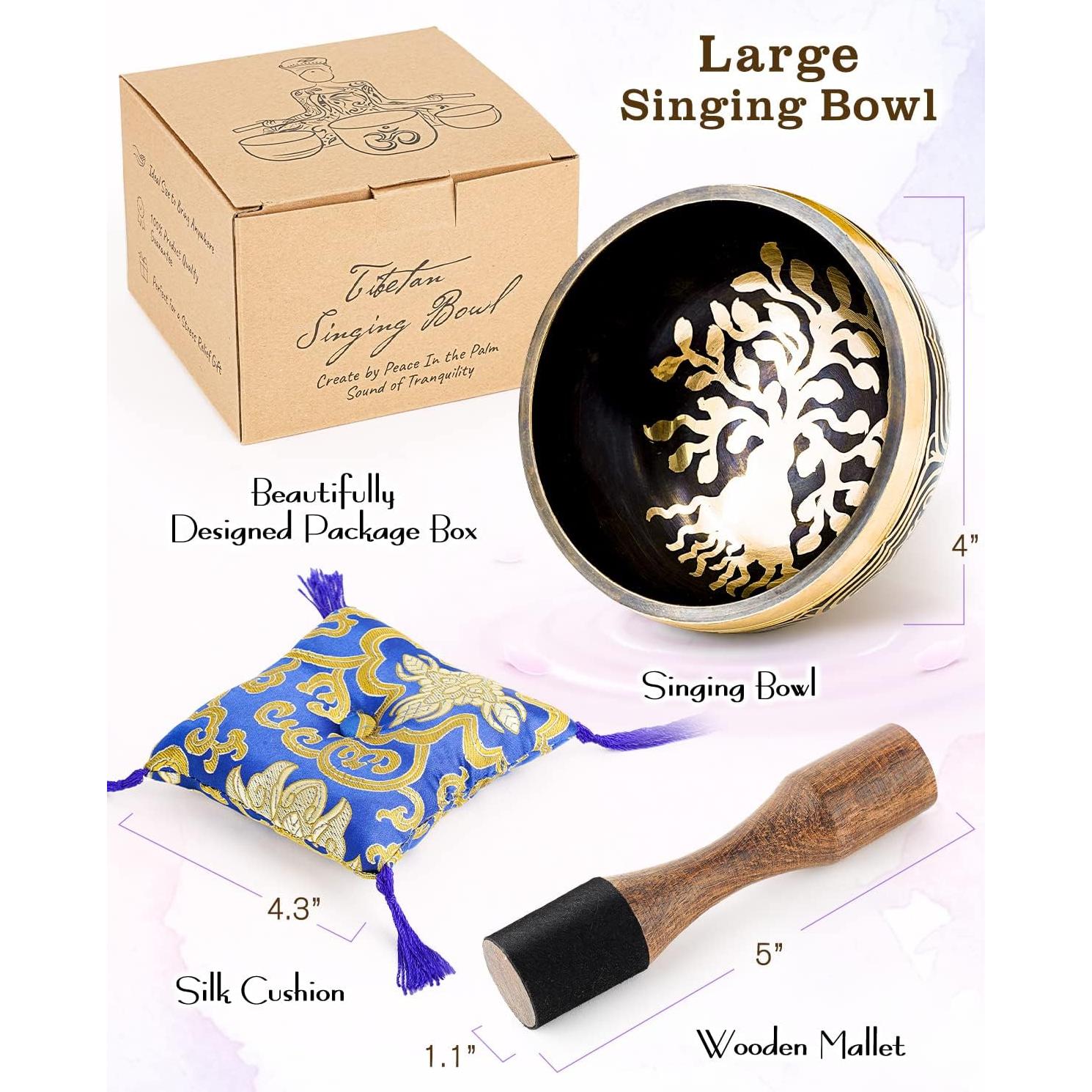 Cuenco Cantor Tibetano Hihealer 11.43 cm Azul - Hecho a Mano