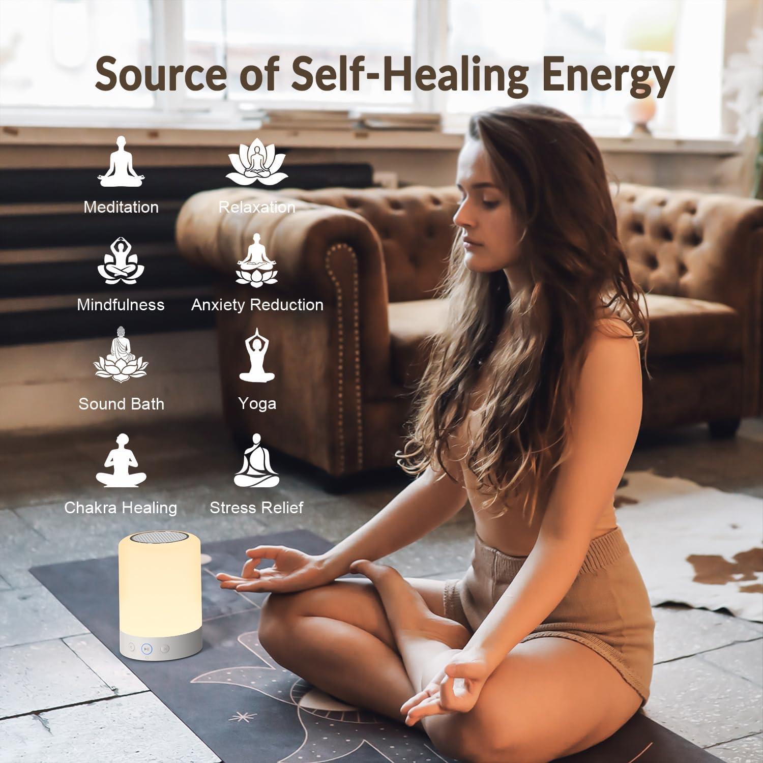 Máquina de Cuencos Cantores Tibetanos Quietbliss - 9 Sonidos, Luz Nocturna