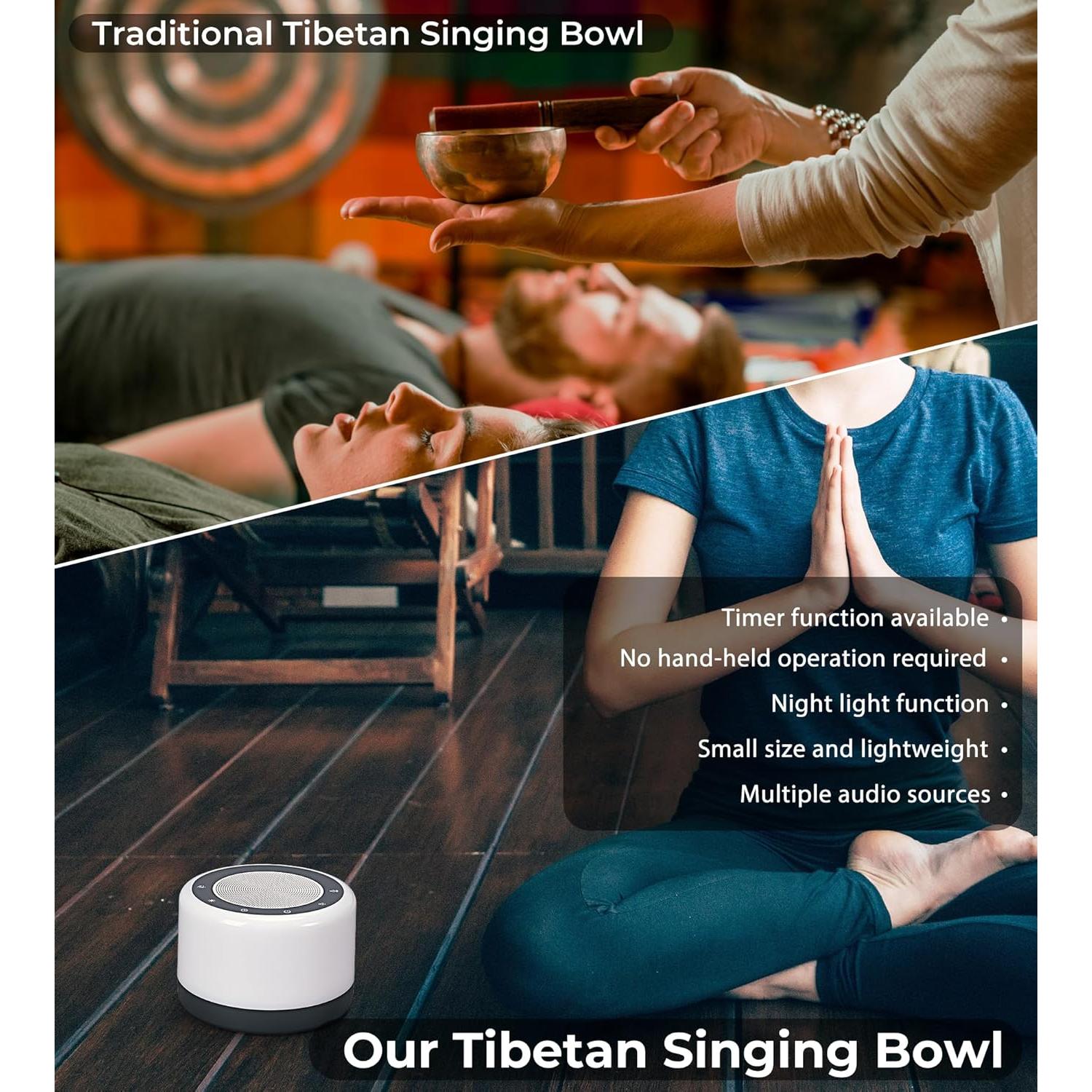 Máquina de Cuencos Cantores Tibetanos Vangoa - 8 Sonidos, Temporizador