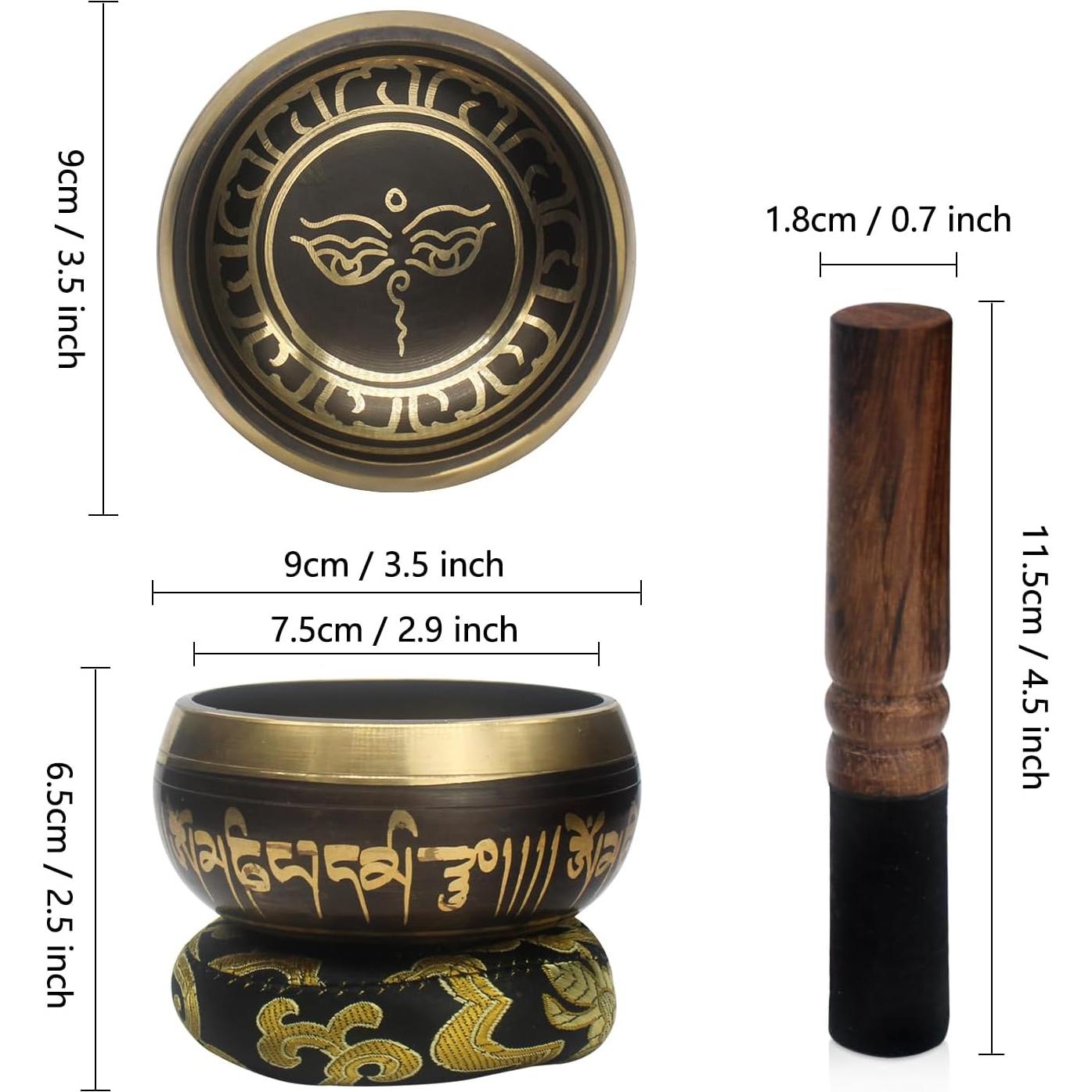 Cuenco Tibetano de Sonido Hecho a Mano 8 cm para Meditación