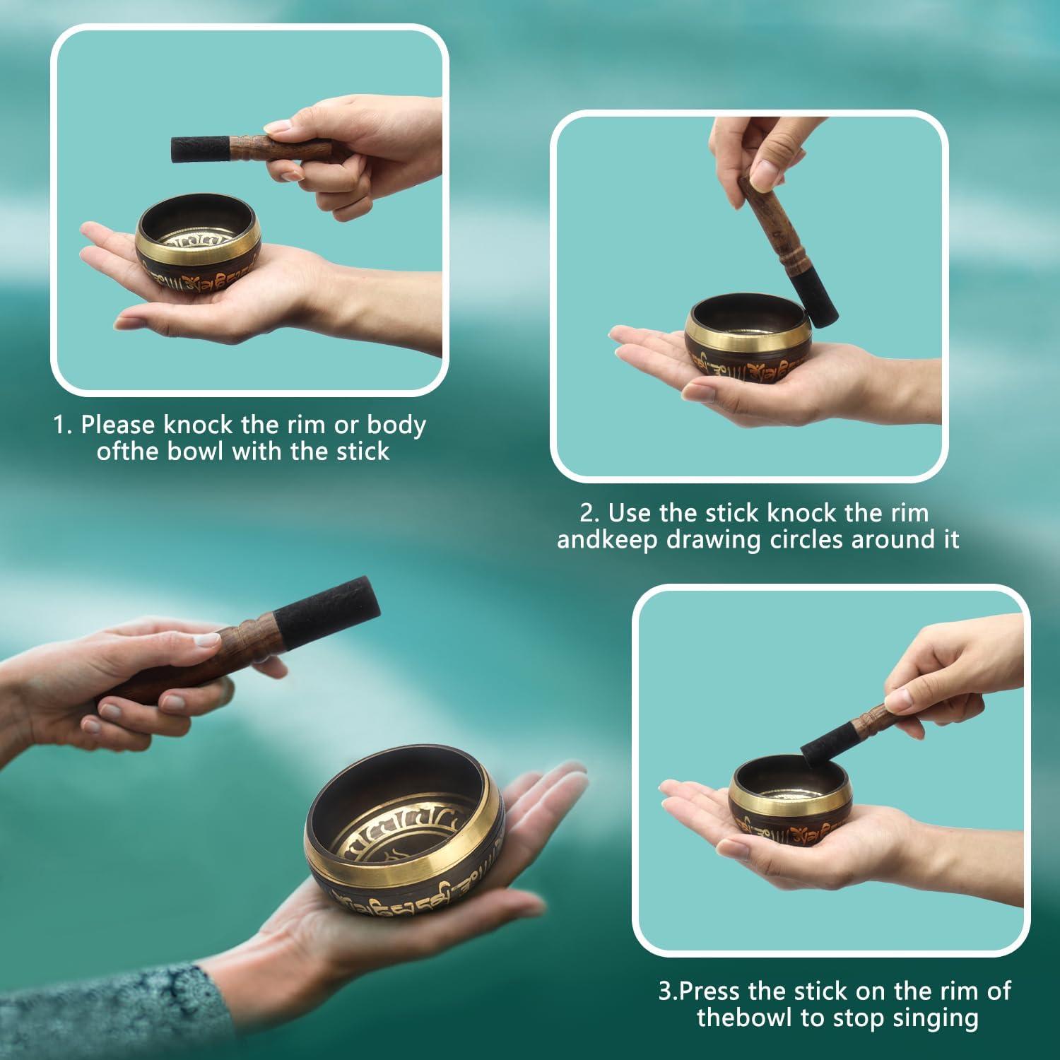 Cuenco Tibetano de Sonido Hecho a Mano 8 cm para Meditación