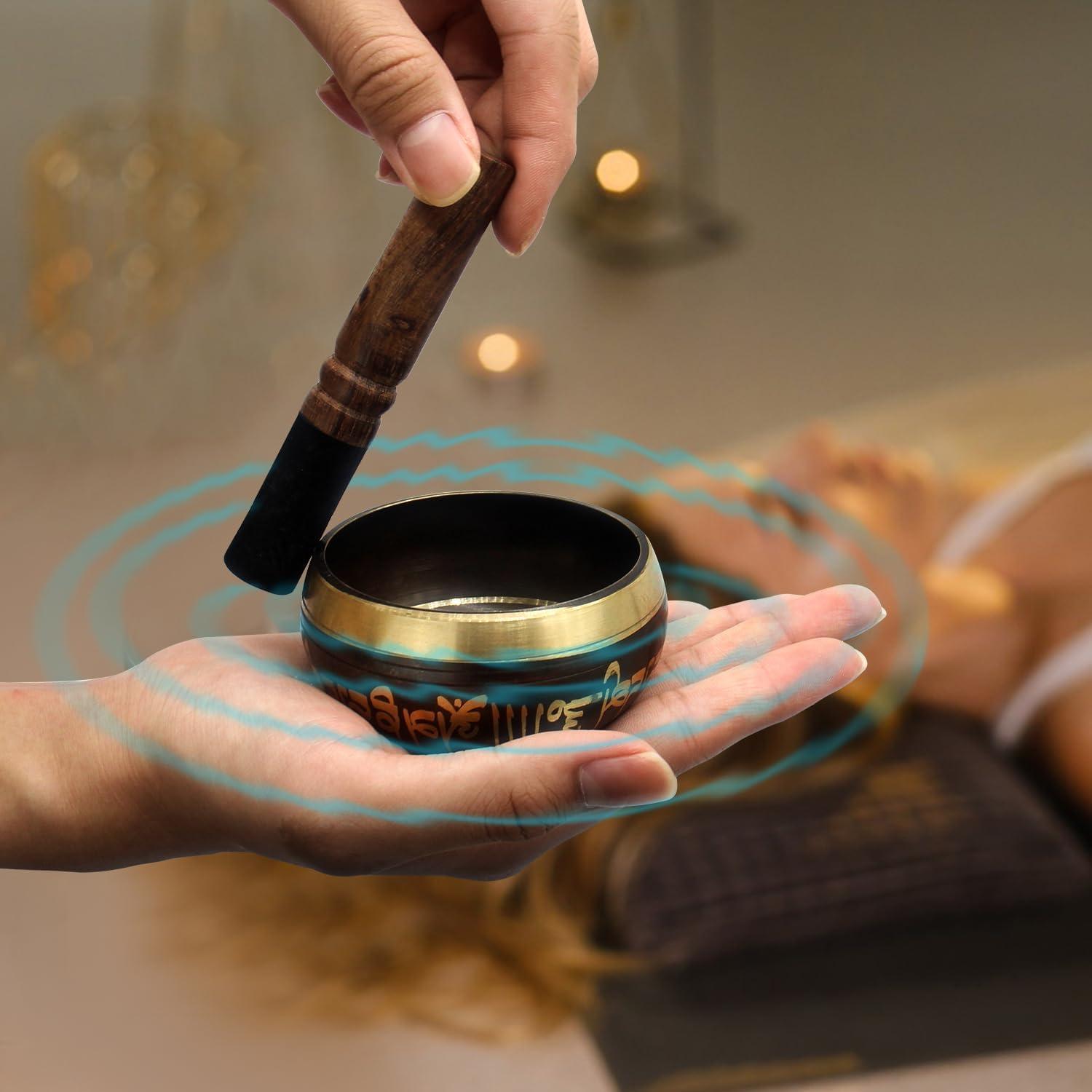 Cuenco Tibetano de Sonido Hecho a Mano 8 cm para Meditación