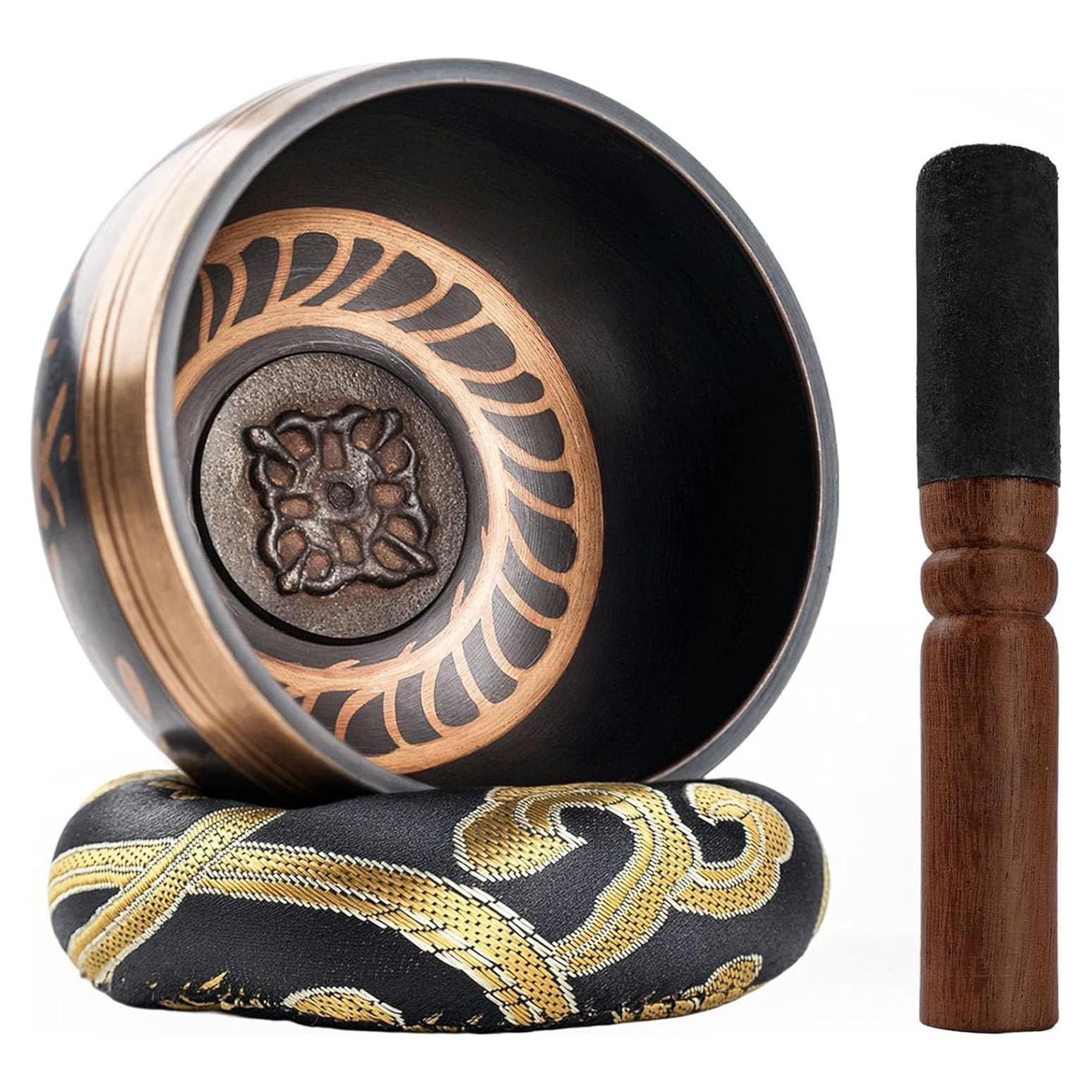 Cuenco Cantor Tibetano DomeStar 8.4cm Hecho a Mano con Cojín y Martillo