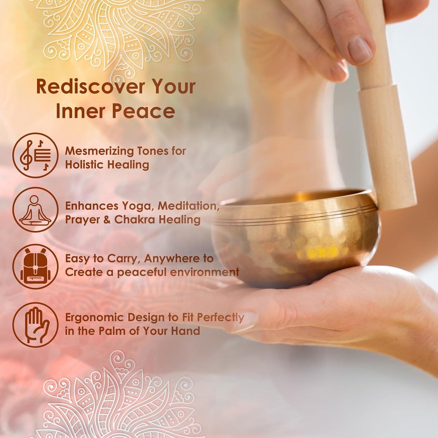 Cuenco Cantor Tibetano REGIS 7.62 cm Oro Hecho a Mano