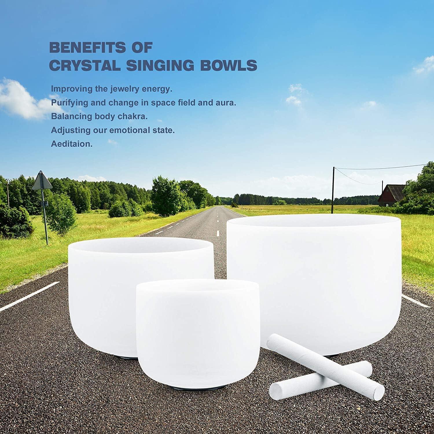 Conjunto de Cuencos de Canto de Cristal RYAN DVAN 3 Piezas