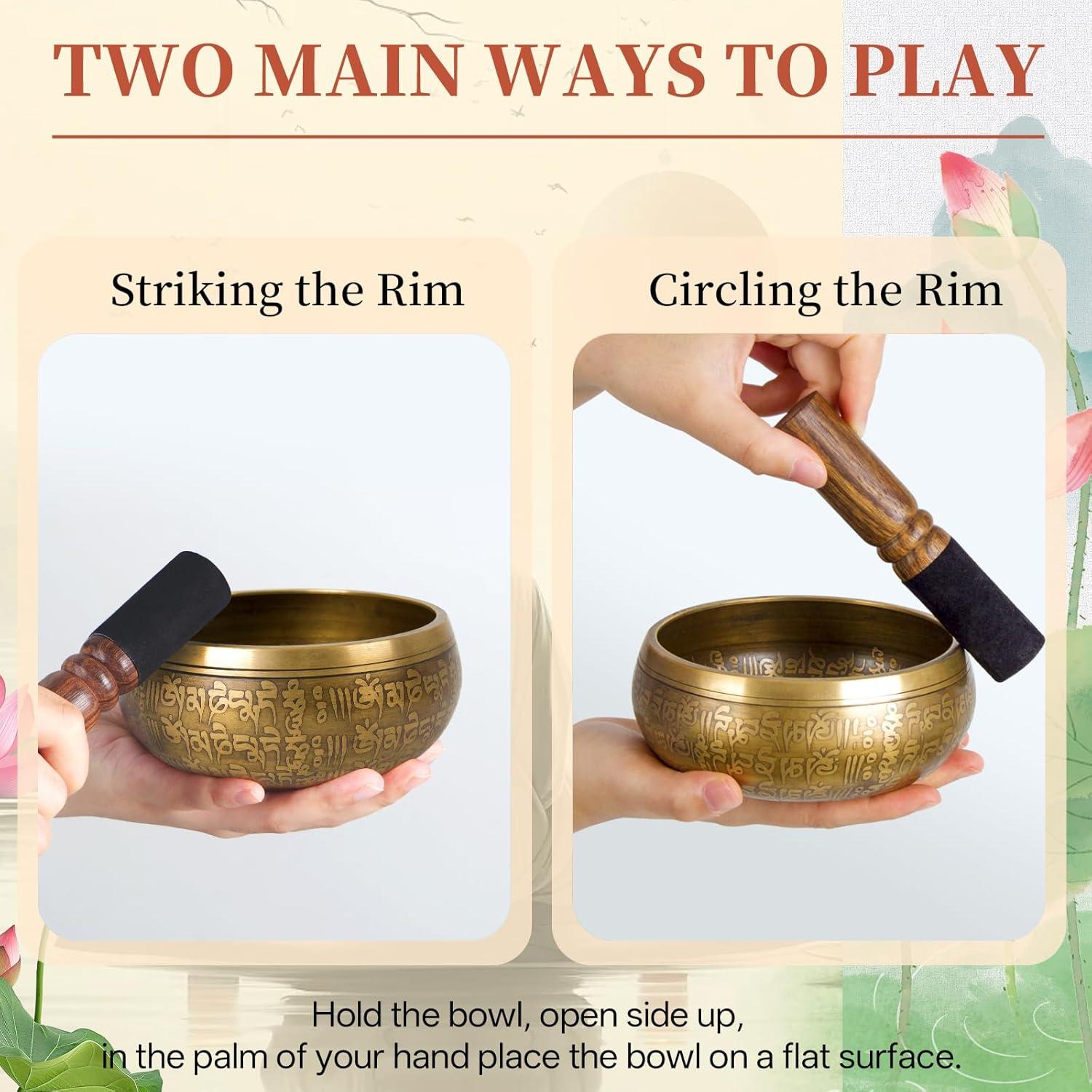 Tazón Cantor de Meditación AKLOT 12.7 cm Hecho a Mano