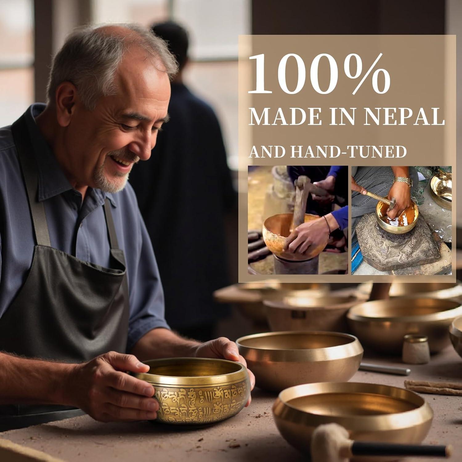 Tazón Cantor de Meditación AKLOT 12.7 cm Hecho a Mano