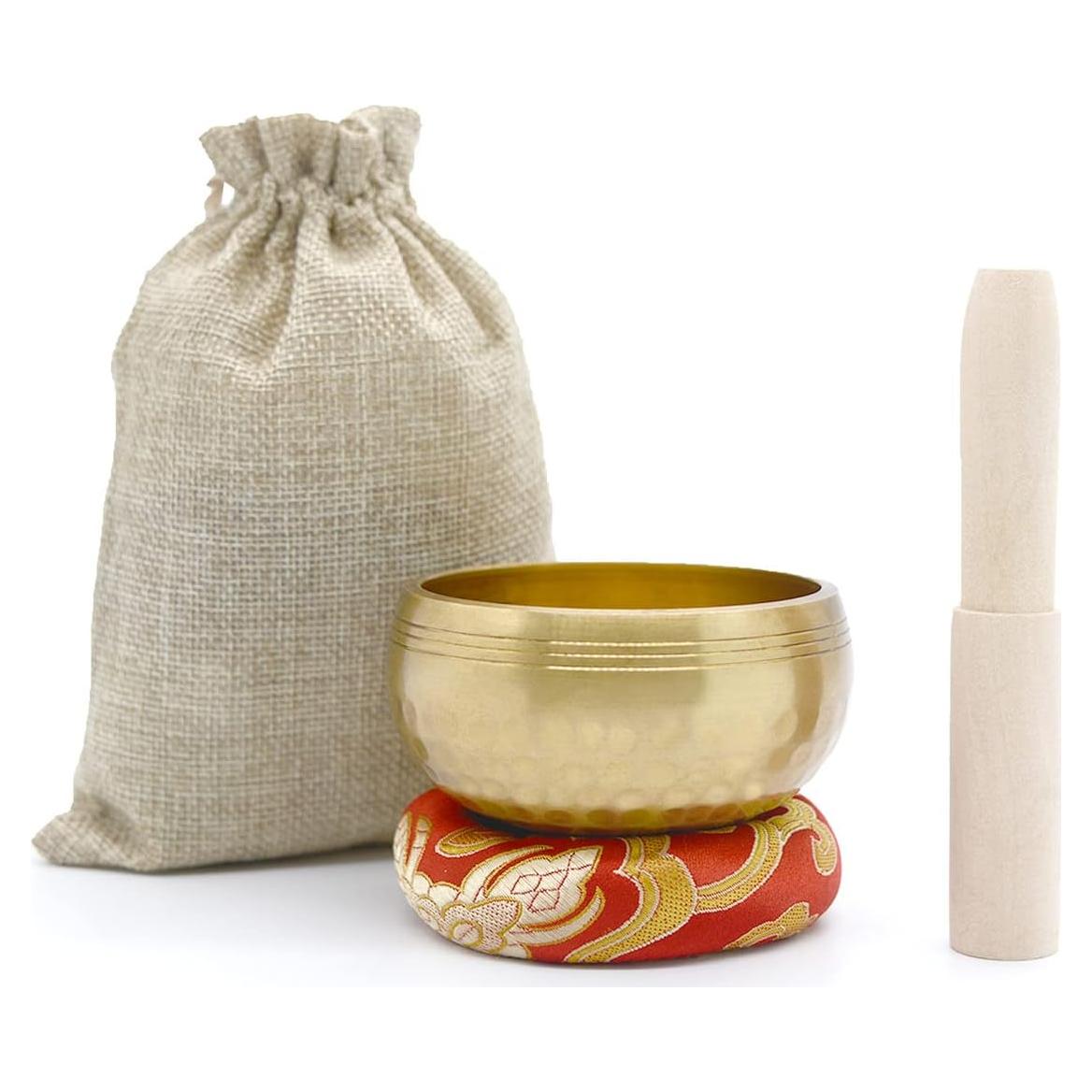 Tazón Cantor Tibetano Lgooiin 8.1 cm Hecho a Mano con Cojín