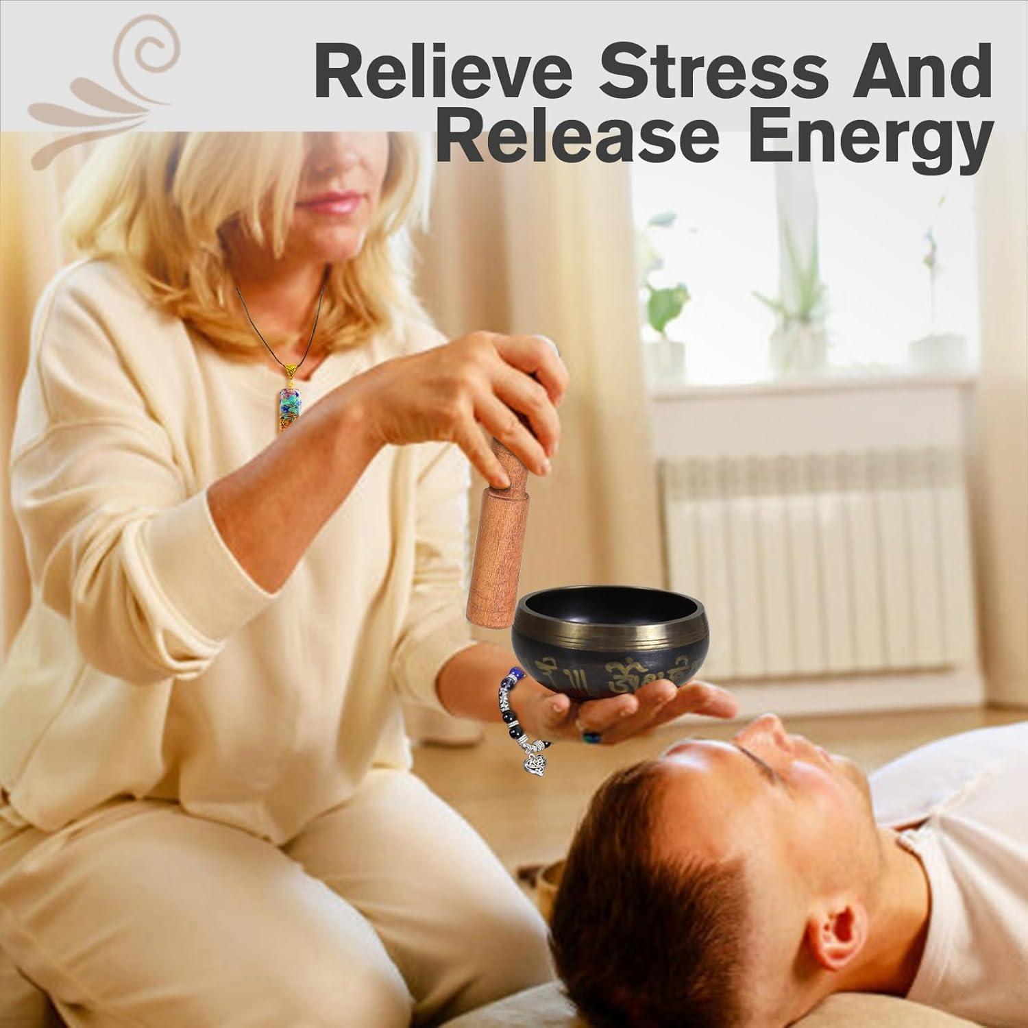 Juego de Cuencos Tibetanos TATOODAA con 7 Cristales de Chakra