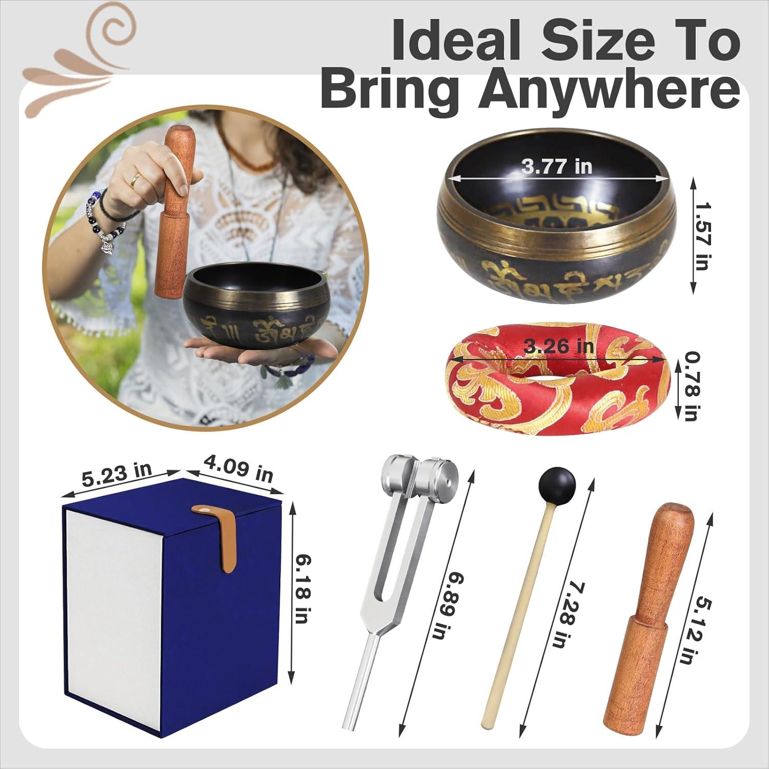 Juego de Cuencos Tibetanos TATOODAA con 7 Cristales de Chakra