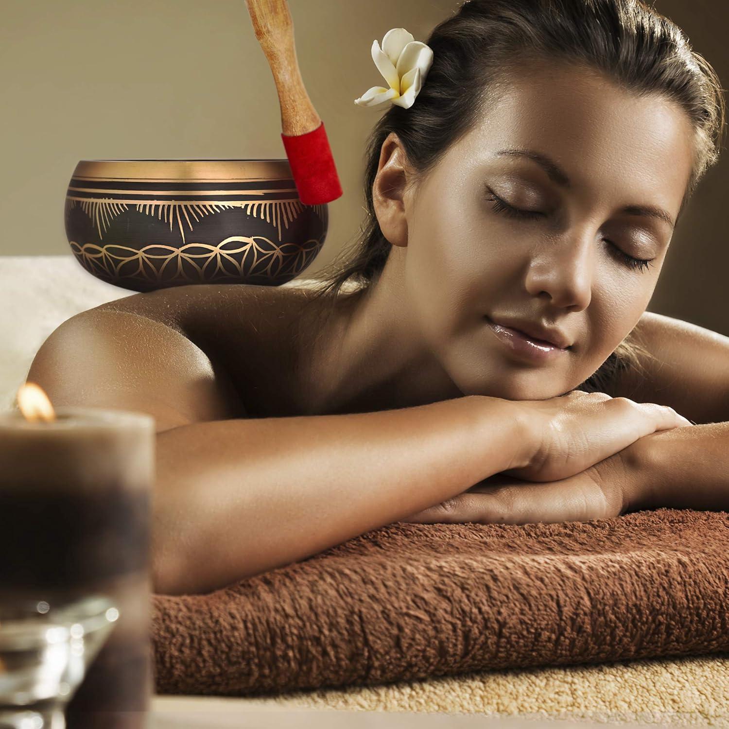 Bowl Cantante Telsha 15 cm Flor de la Vida con Mallet y Cojín