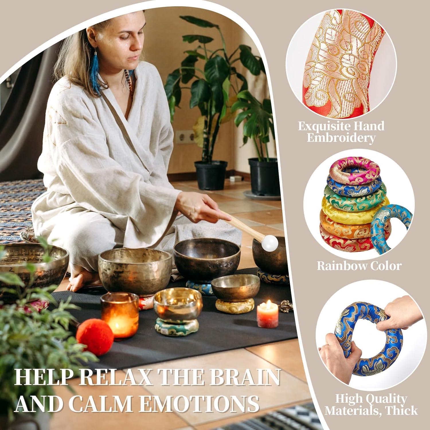 Juego de 10 Piezas Cojín para Cuencos Cantores Fiada Arcoíris