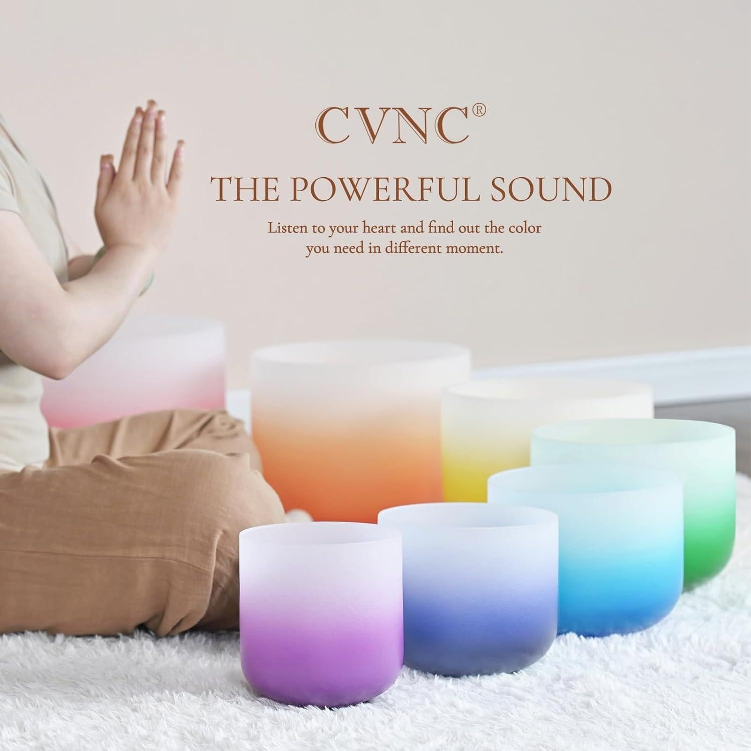 Conjunto de 7 Cuencos de Cuarzo Cristal 432HZ para Meditación